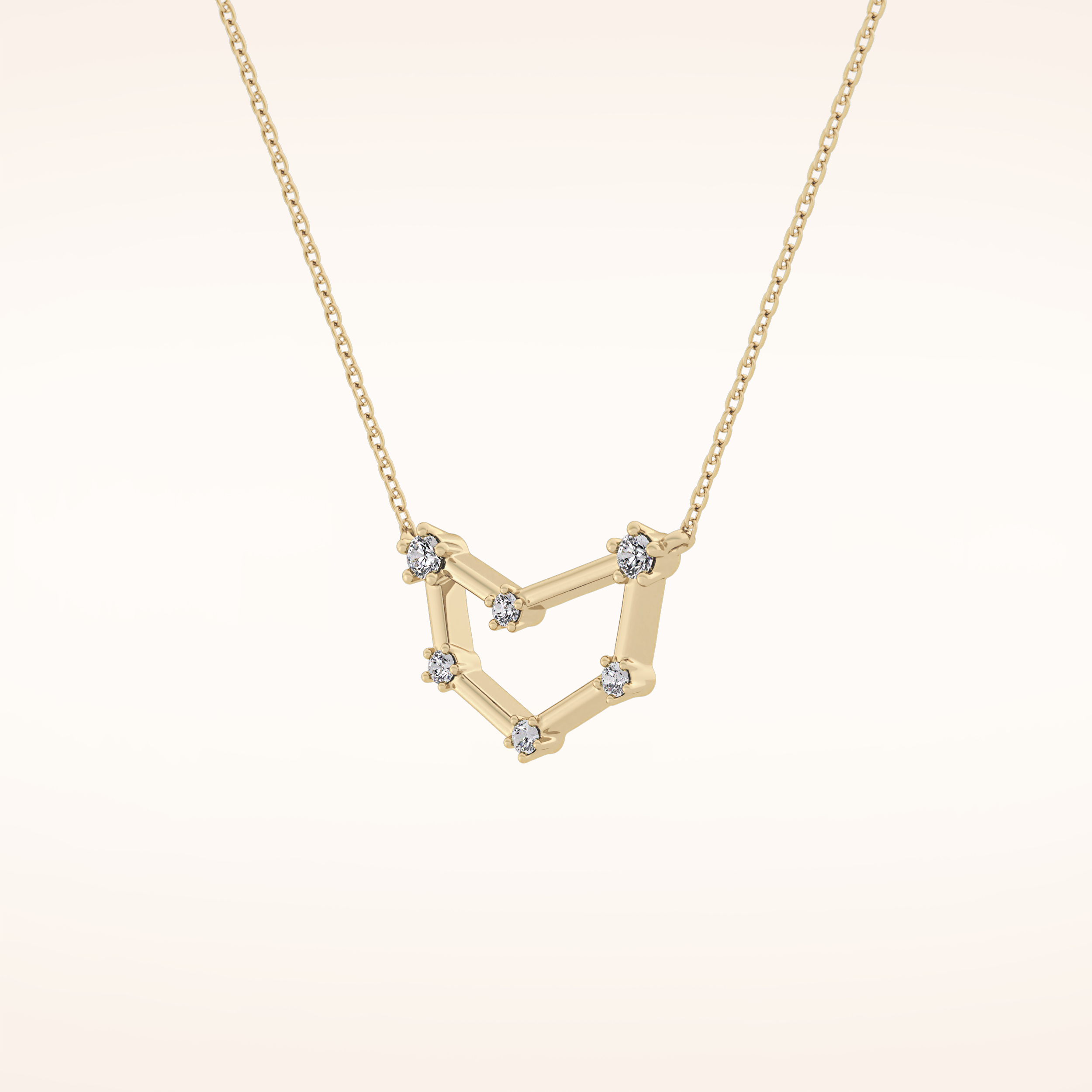 0.13 TCW Round Cut Moissanite Capricorn Zodiac Constellation Necklace