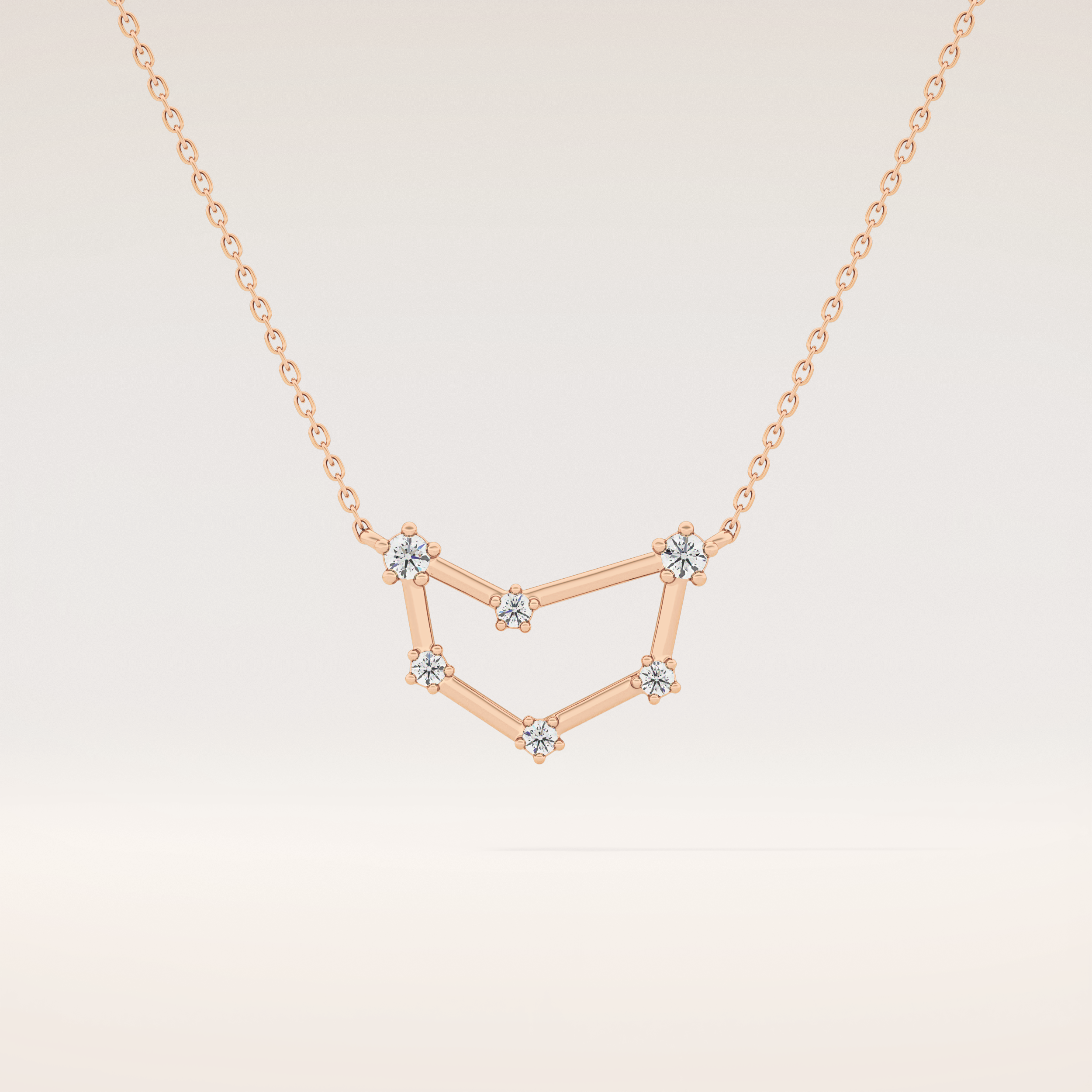 0.13 TCW Round Cut Moissanite Capricorn Zodiac Constellation Necklace