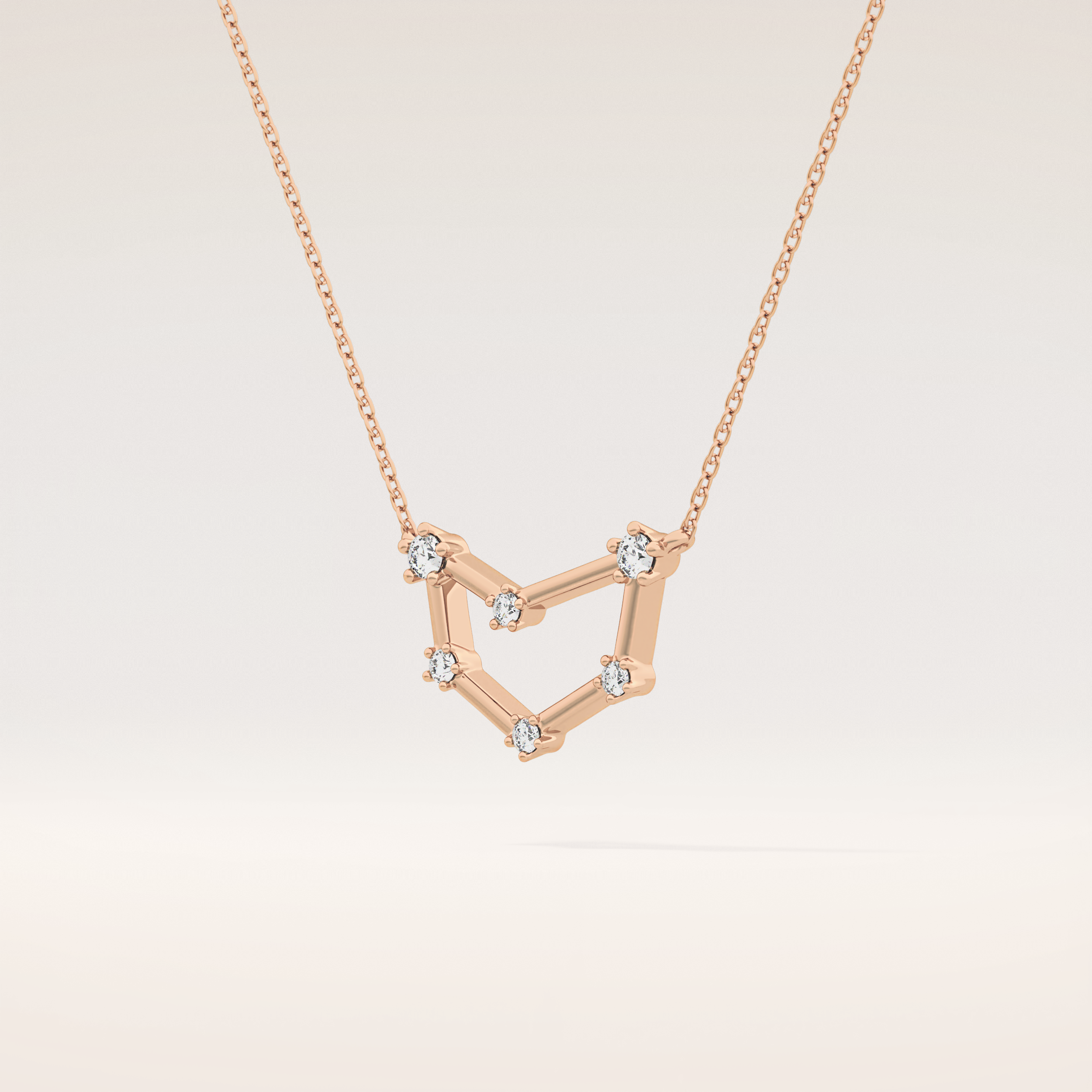 0.13 TCW Round Cut Moissanite Capricorn Zodiac Constellation Necklace