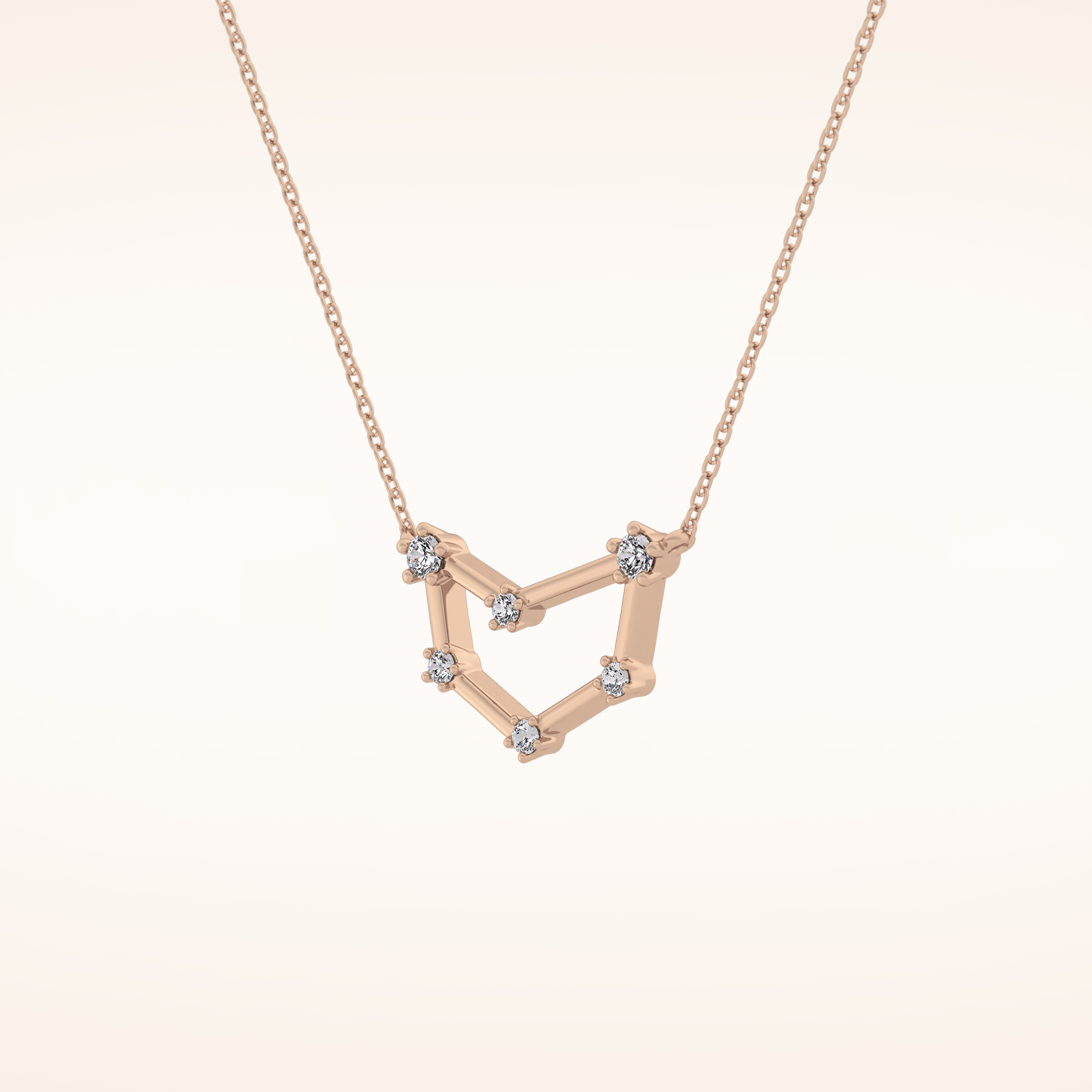 0.13 TCW Round Cut Moissanite Capricorn Zodiac Constellation Necklace
