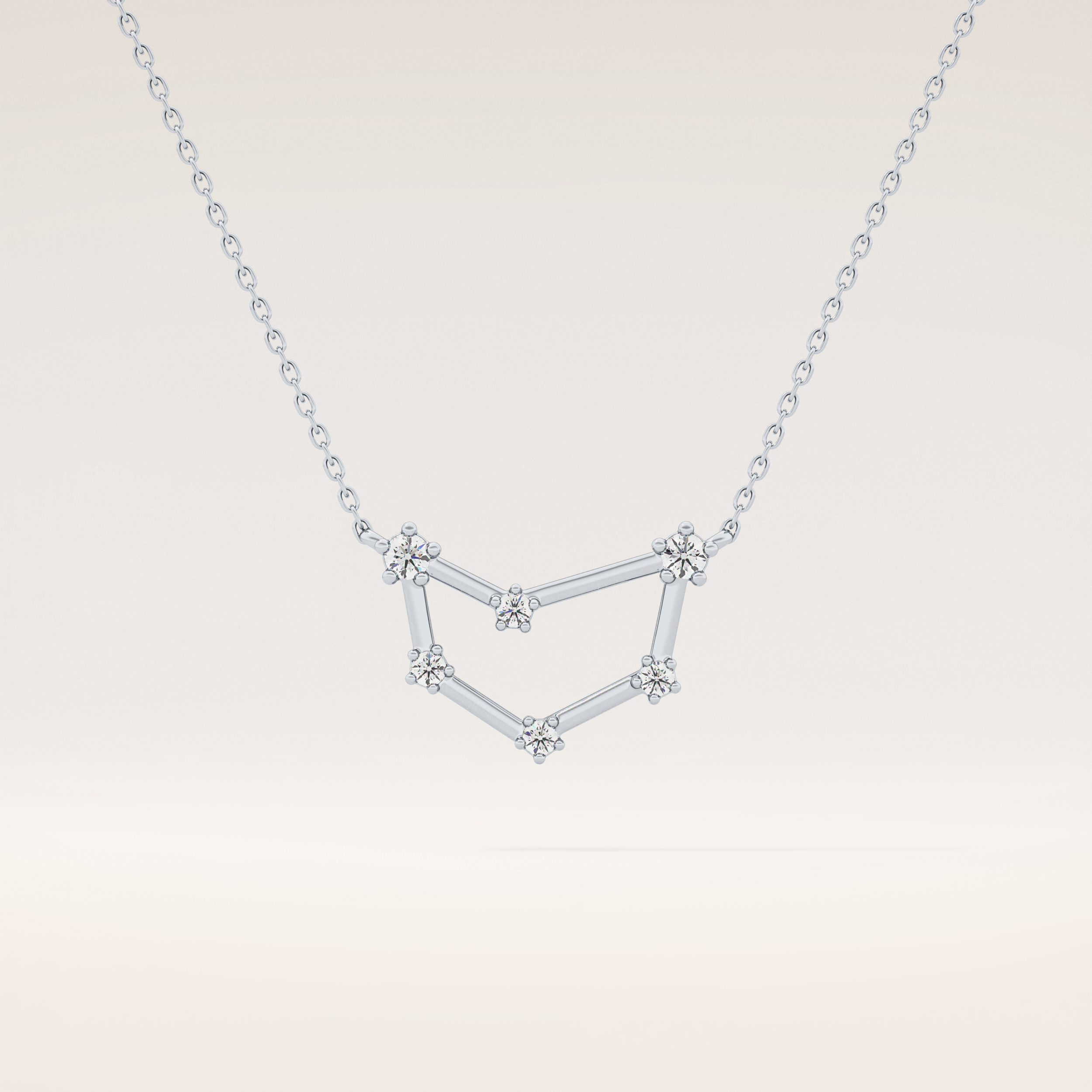 0.13 TCW Round Cut Moissanite Capricorn Zodiac Constellation Necklace
