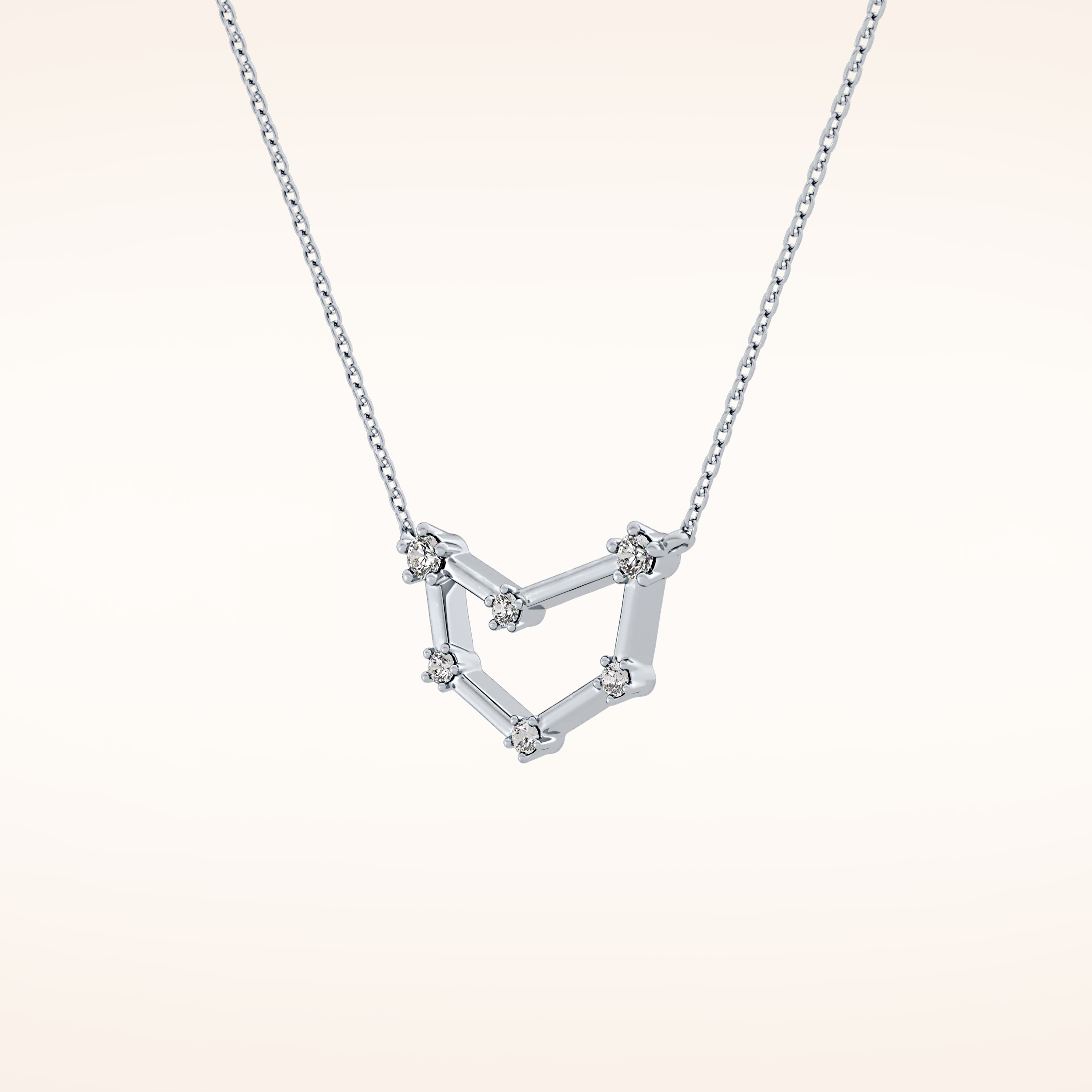 0.13 TCW Round Cut Moissanite Capricorn Zodiac Constellation Necklace