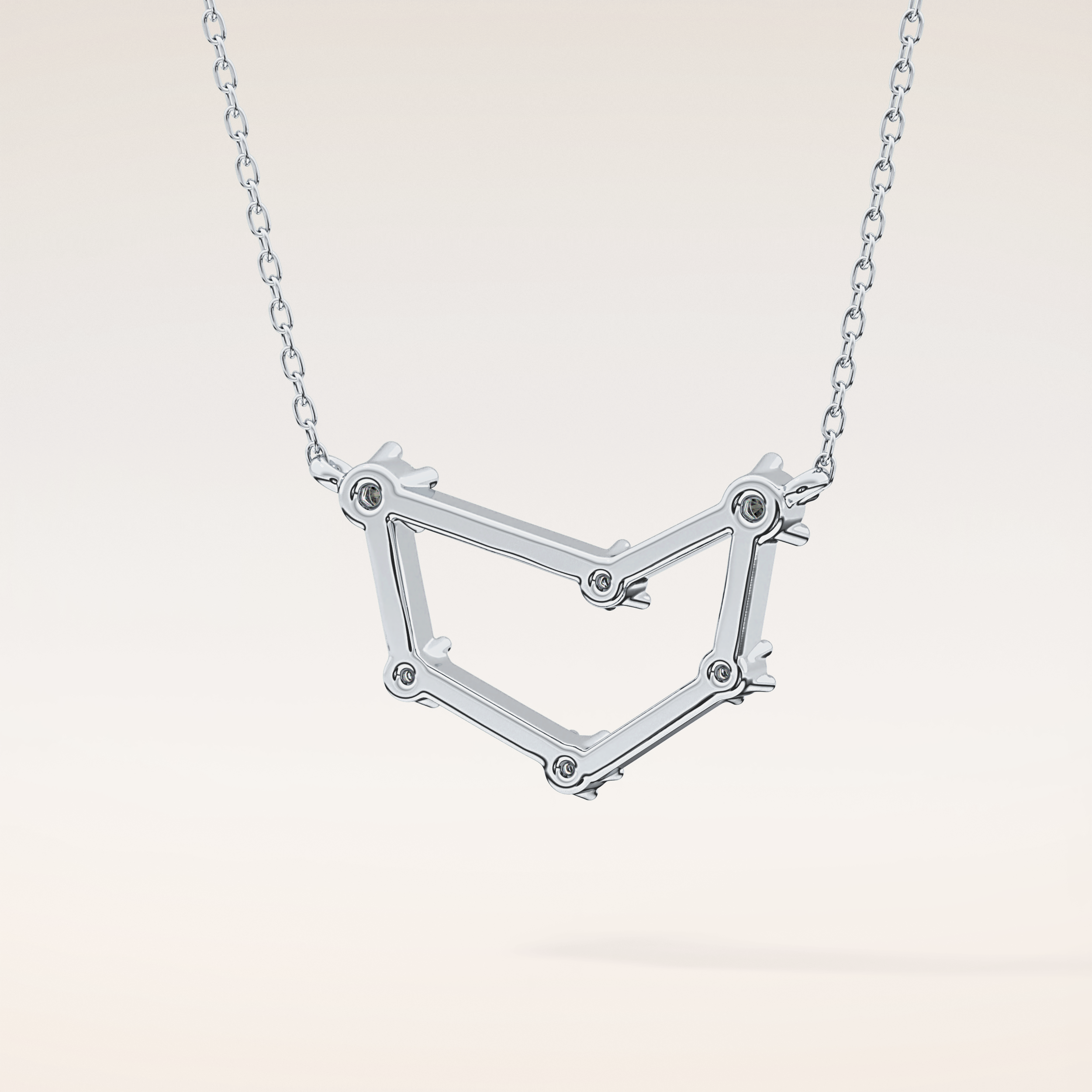 0.13 TCW Round Cut Moissanite Capricorn Zodiac Constellation Necklace