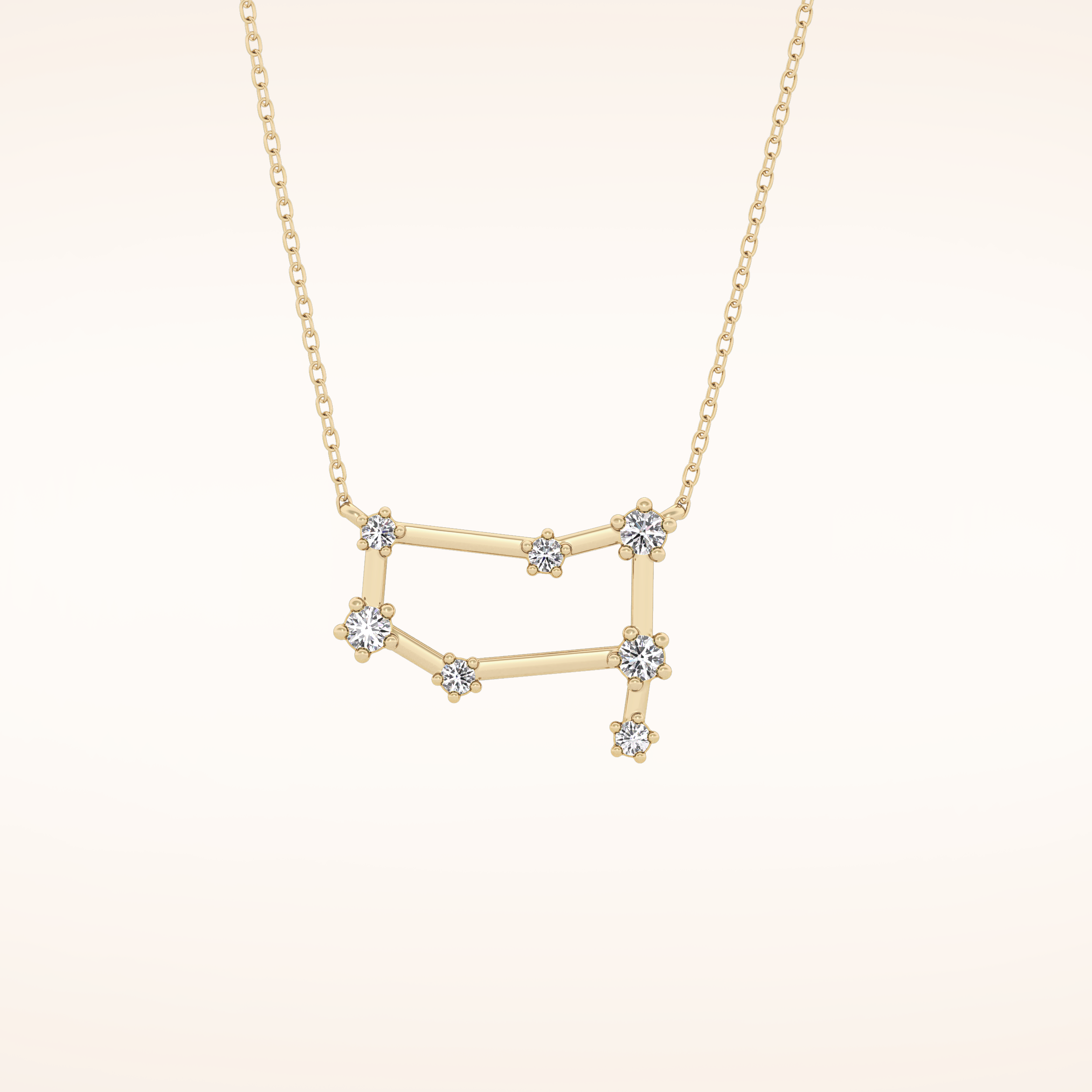 0.18 TCW Round Cut Moissanite Gemini Zodiac Constellation Necklace