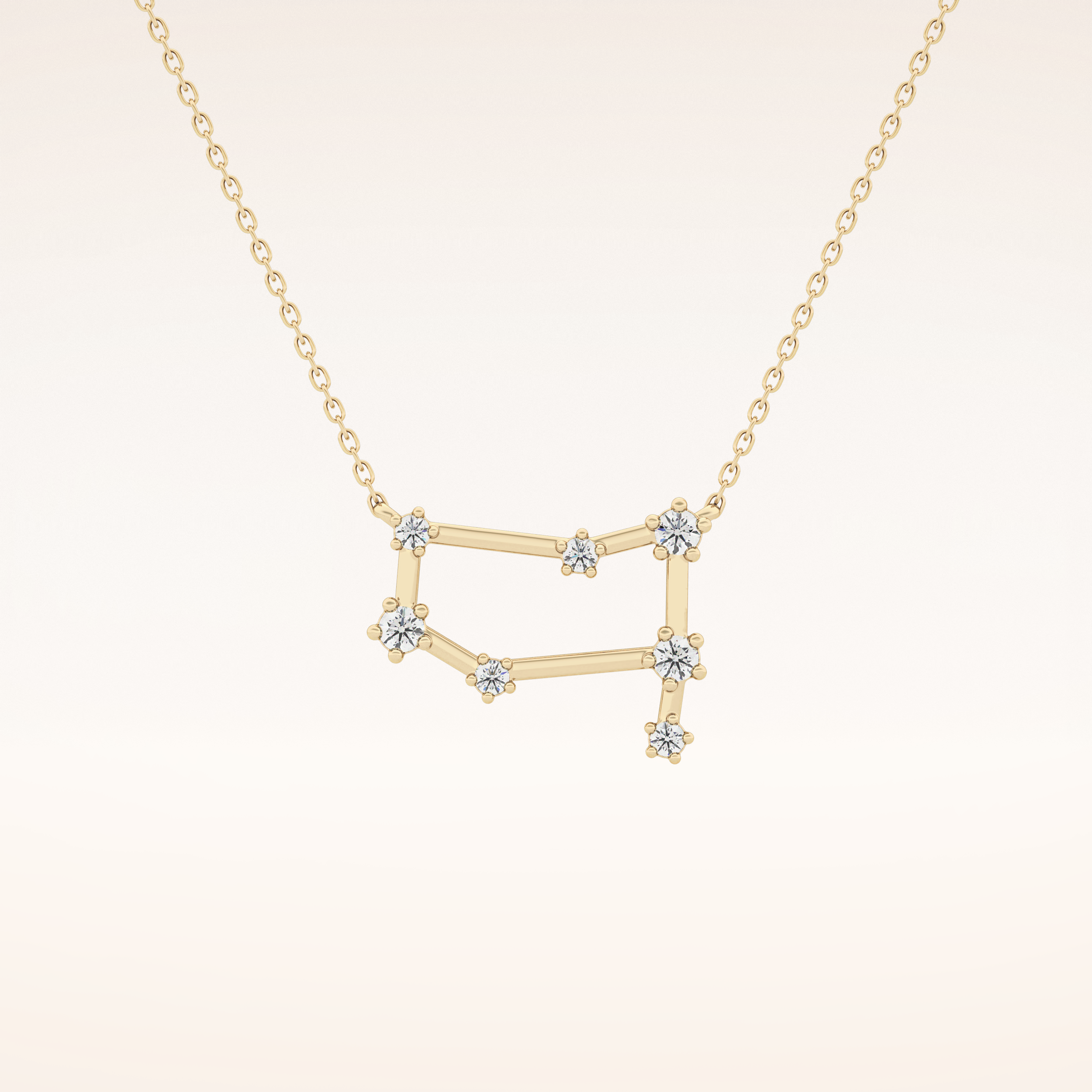 0.18 TCW Round Cut Moissanite Gemini Zodiac Constellation Necklace