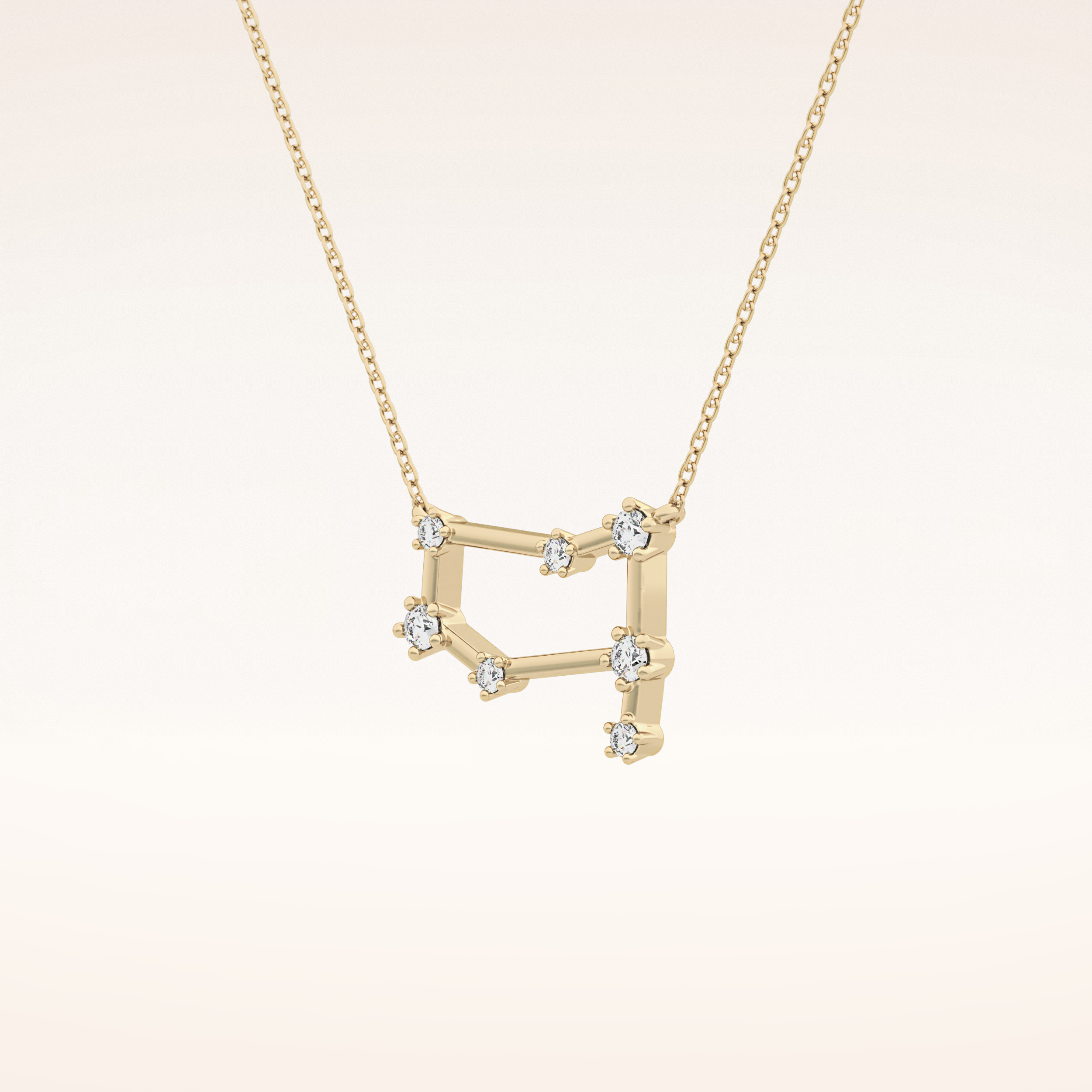 0.18 TCW Round Cut Moissanite Gemini Zodiac Constellation Necklace
