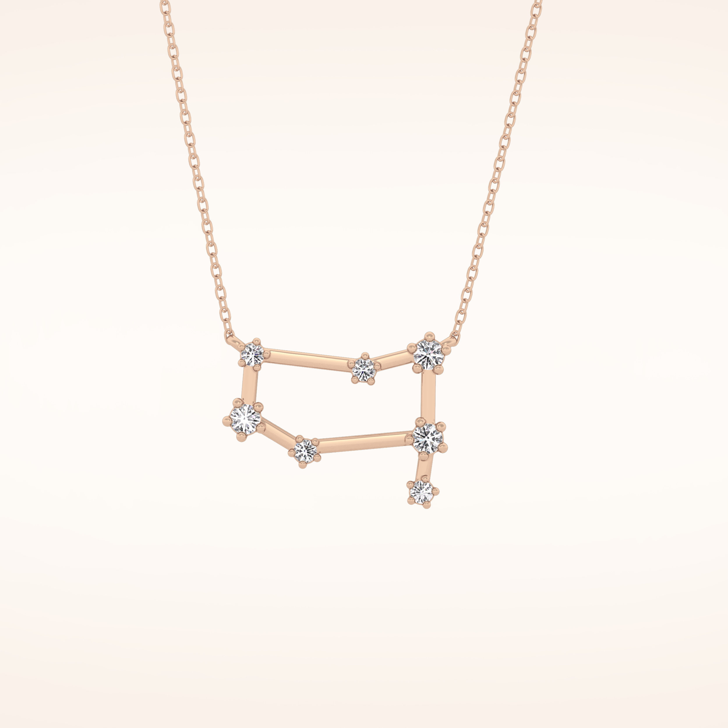 0.18 TCW Round Cut Moissanite Gemini Zodiac Constellation Necklace