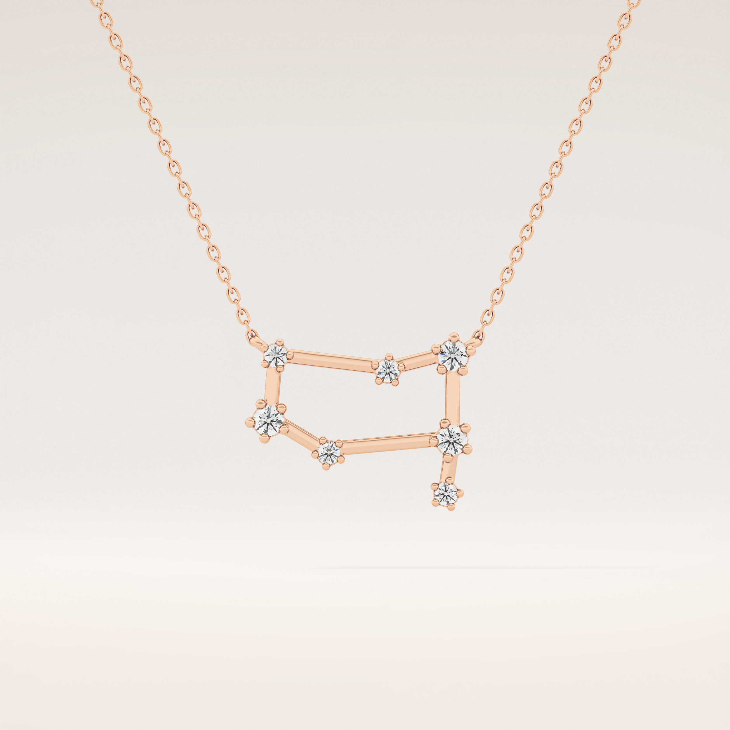 0.18 TCW Round Cut Moissanite Gemini Zodiac Constellation Necklace