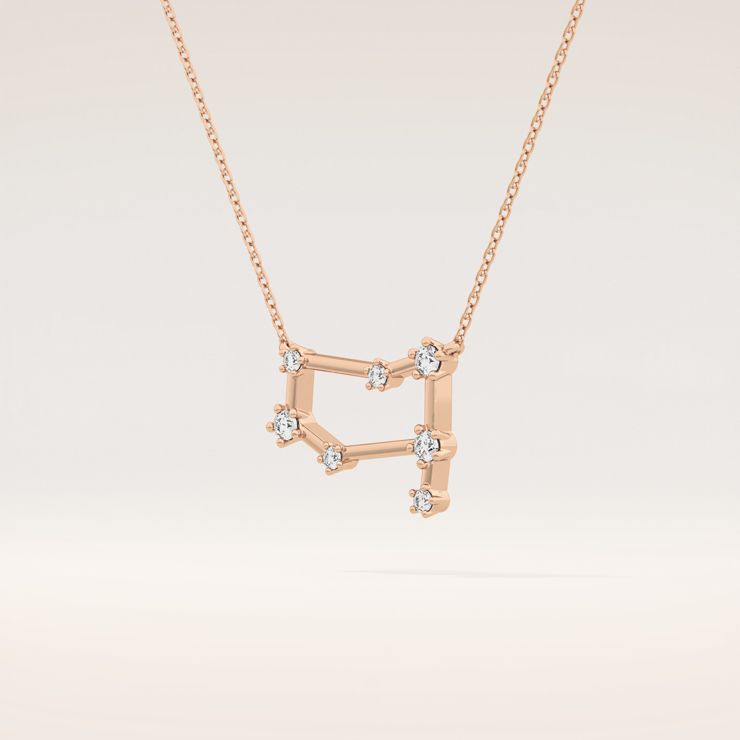 0.18 TCW Round Cut Moissanite Gemini Zodiac Constellation Necklace