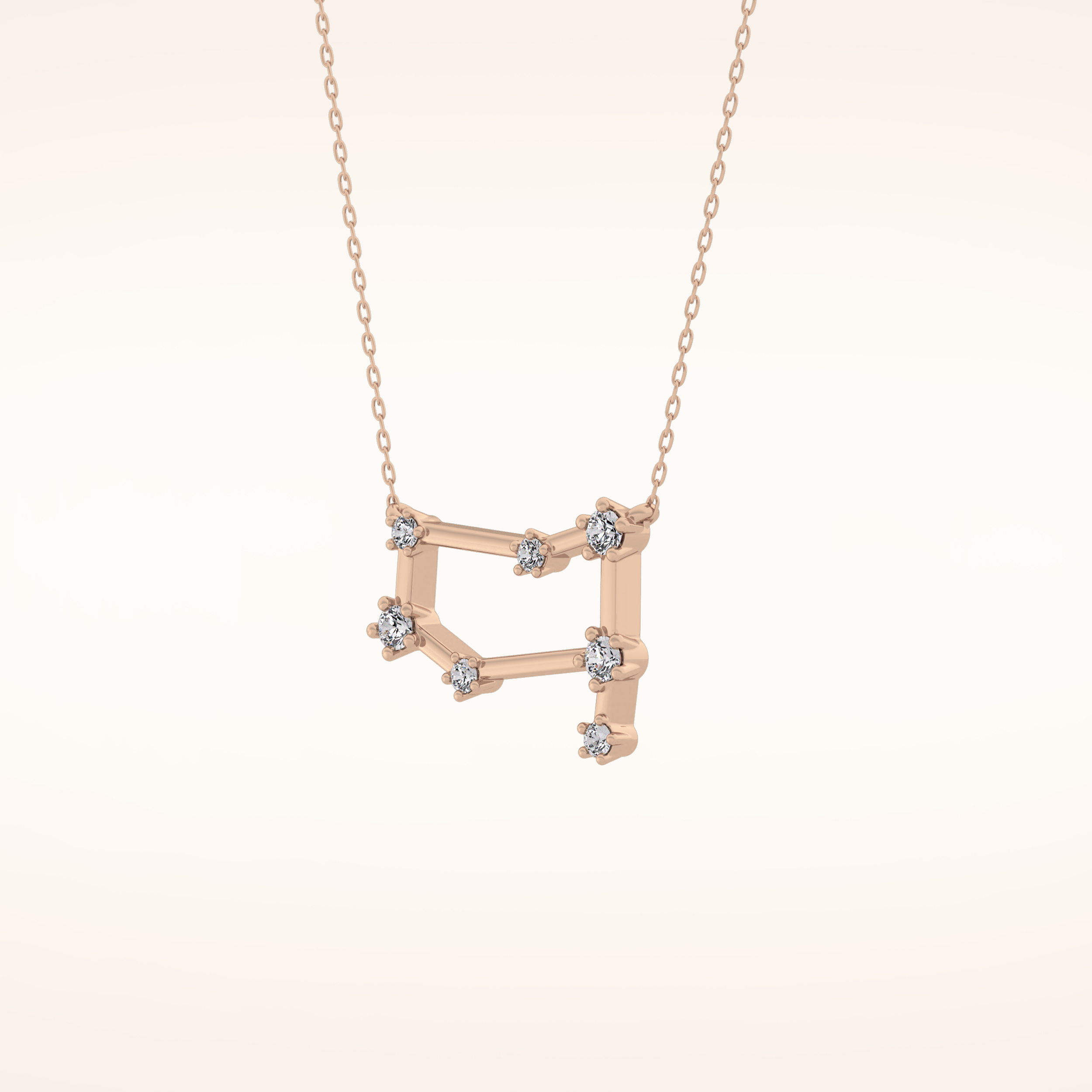 0.18 TCW Round Cut Moissanite Gemini Zodiac Constellation Necklace