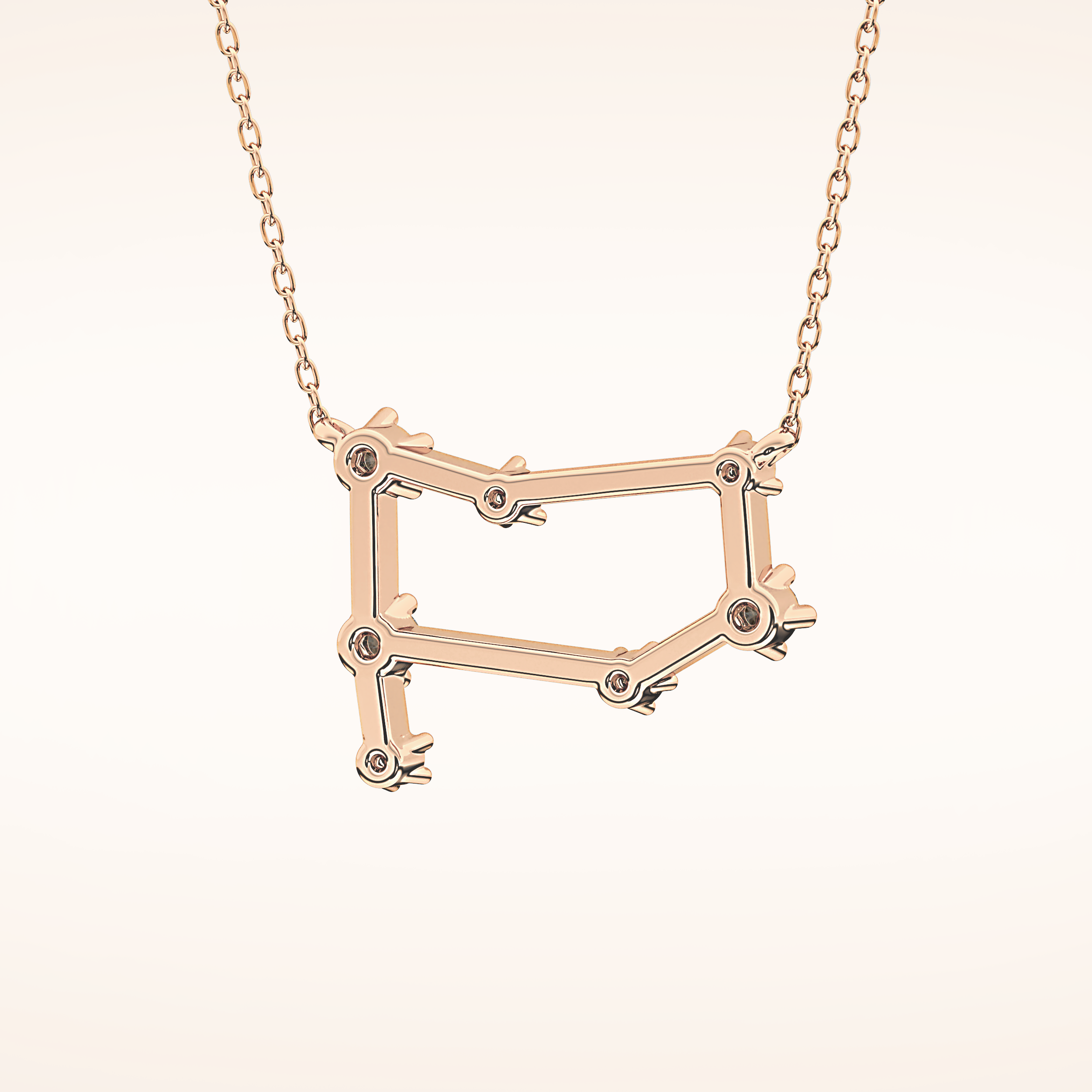 0.18 TCW Round Cut Moissanite Gemini Zodiac Constellation Necklace