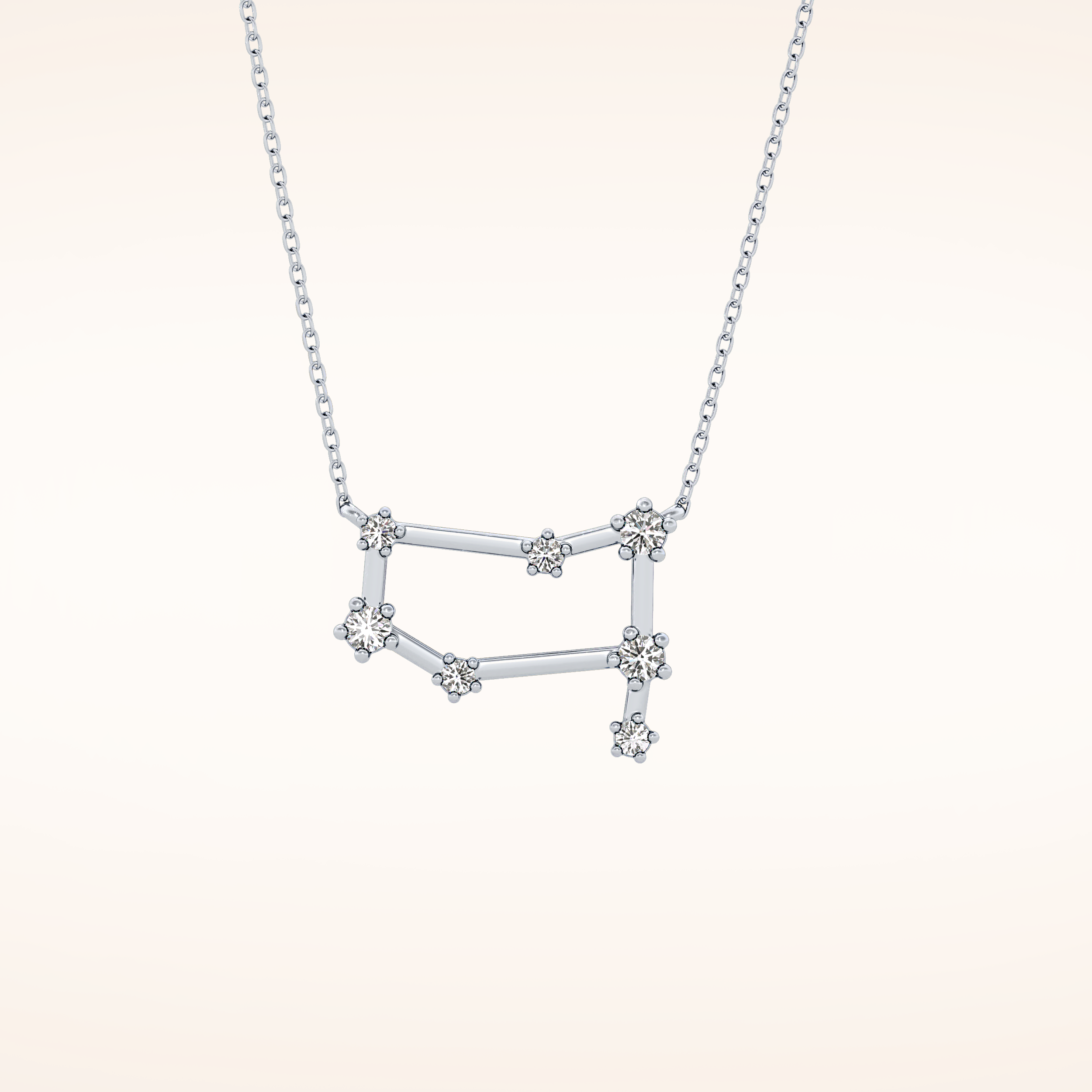 0.18 TCW Round Cut Moissanite Gemini Zodiac Constellation Necklace