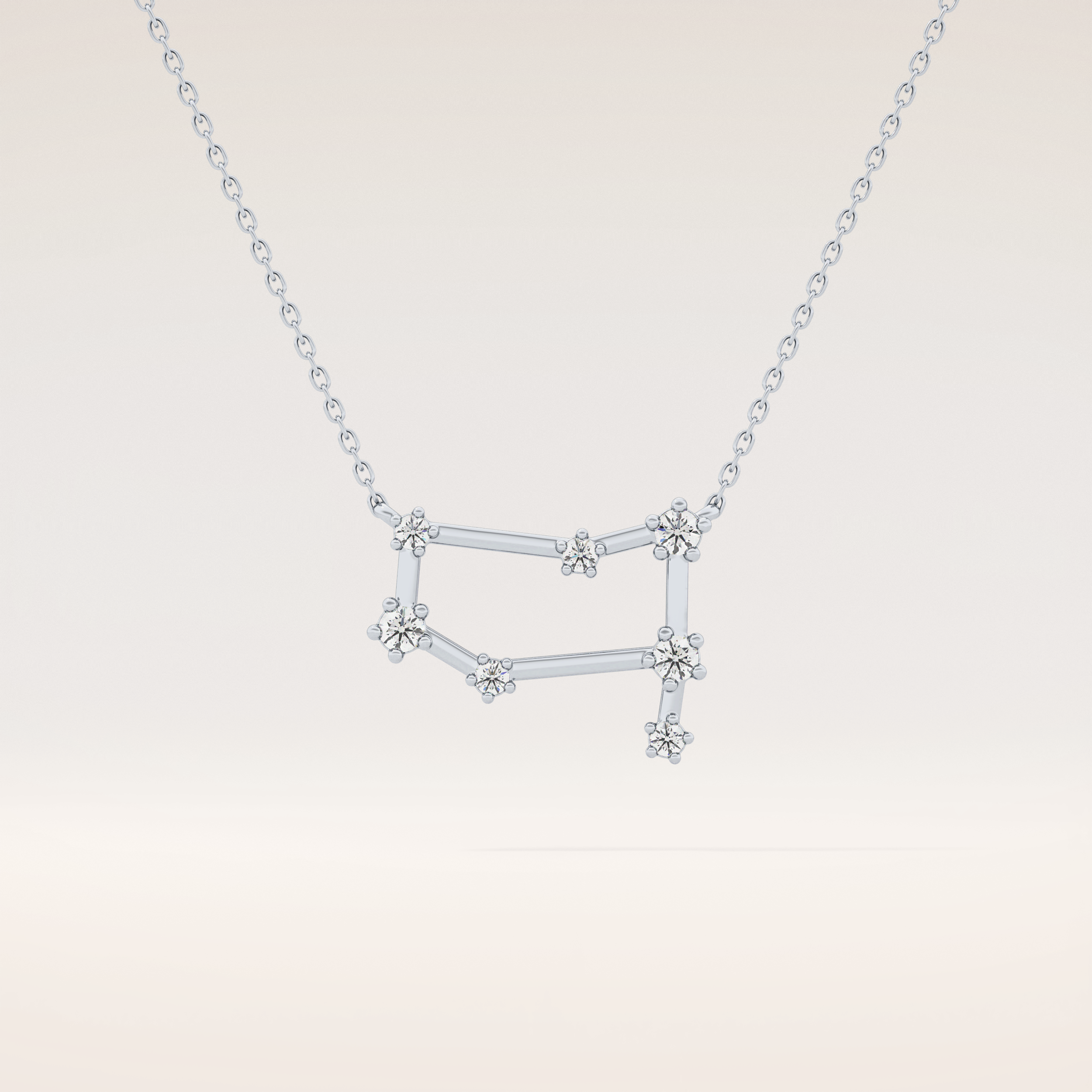 0.18 TCW Round Cut Moissanite Gemini Zodiac Constellation Necklace