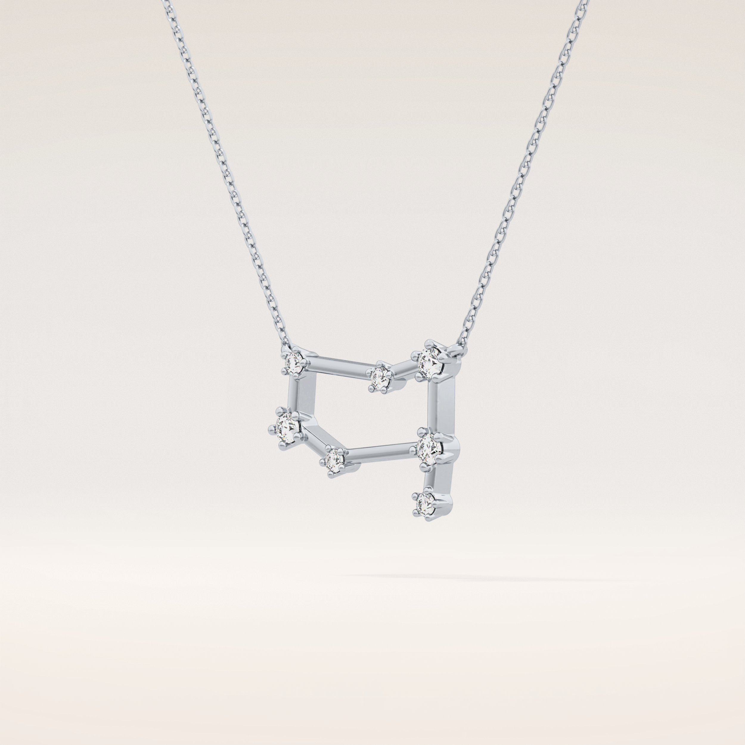 0.18 TCW Round Cut Moissanite Gemini Zodiac Constellation Necklace