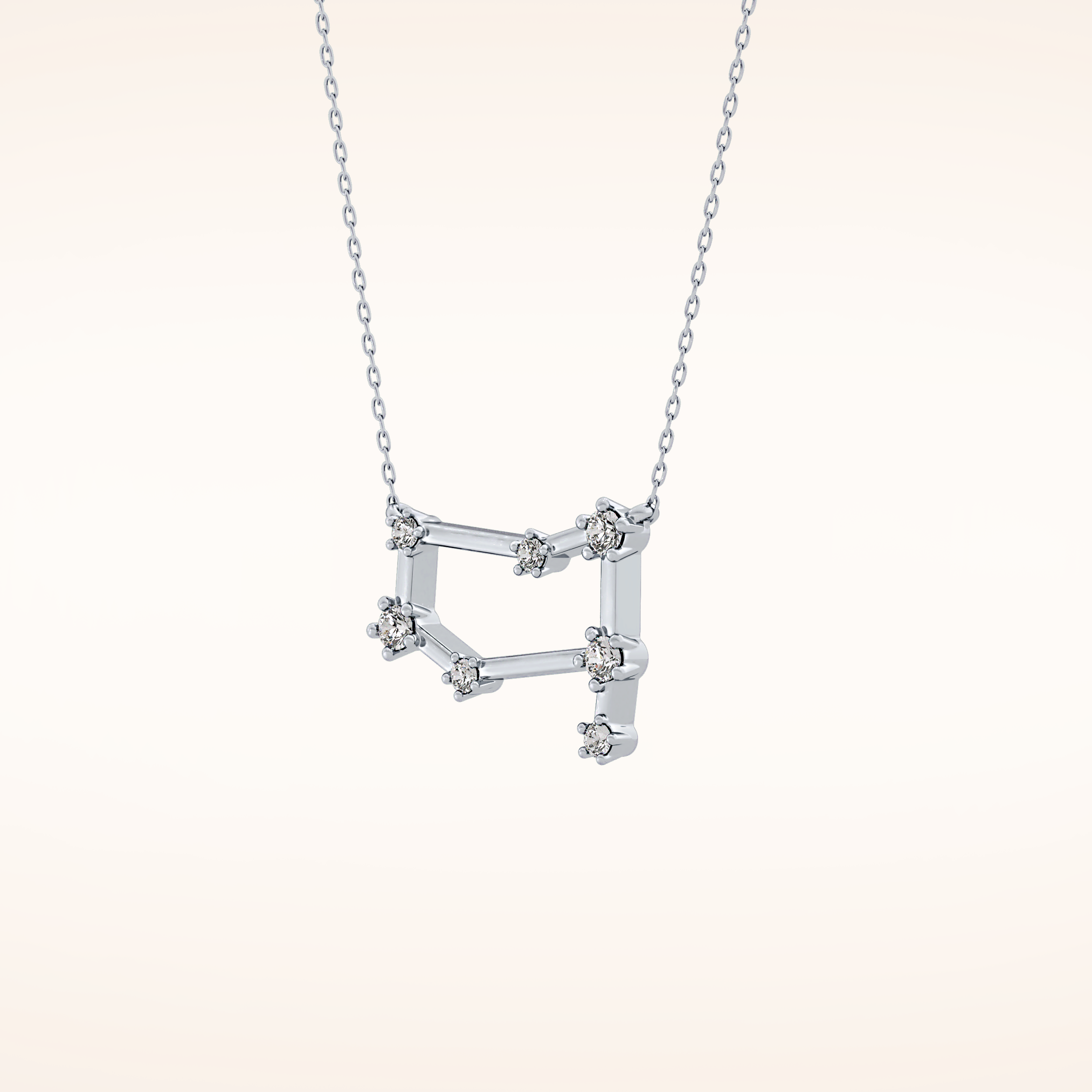 0.18 TCW Round Cut Moissanite Gemini Zodiac Constellation Necklace
