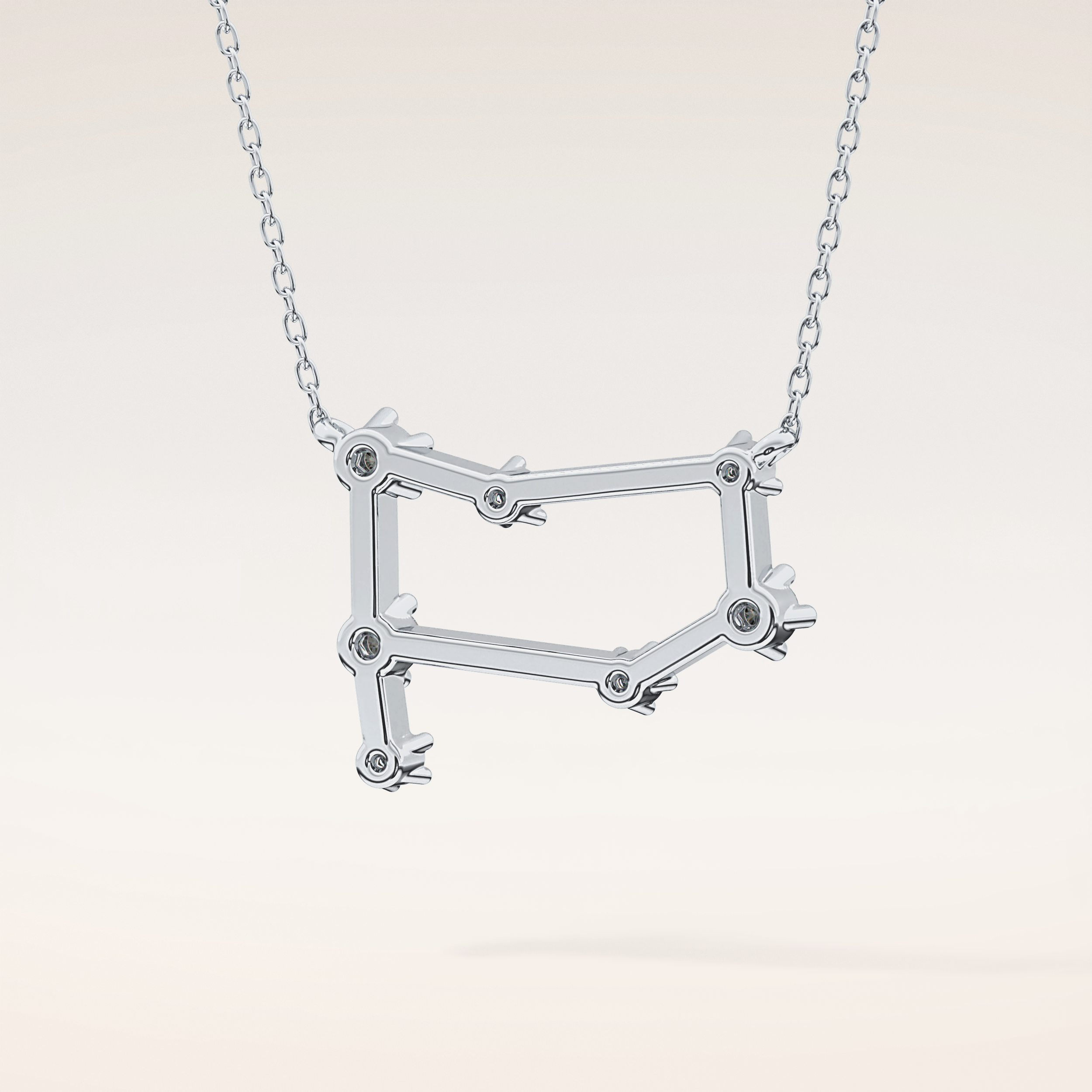 0.18 TCW Round Cut Moissanite Gemini Zodiac Constellation Necklace