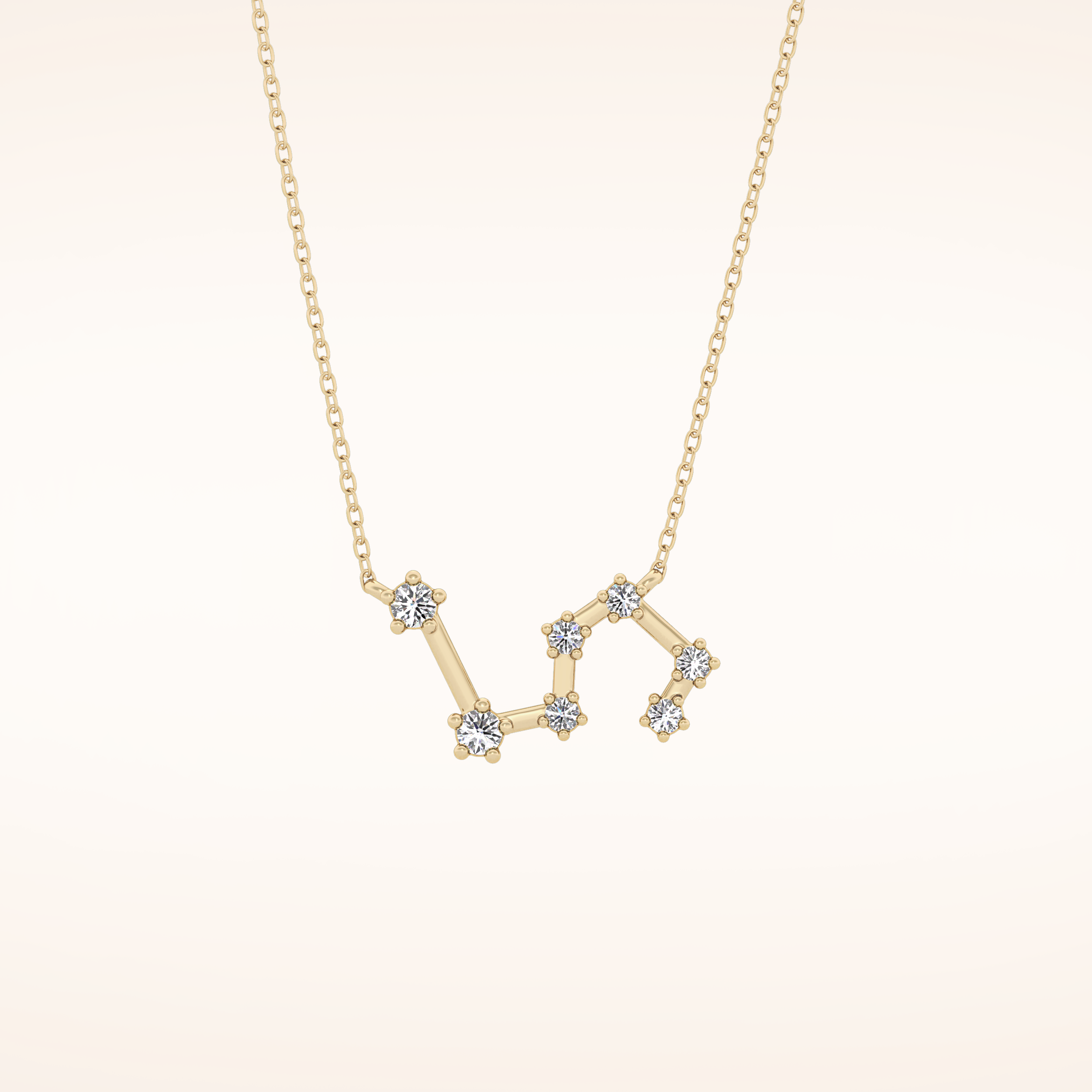 0.15 TCW Round Cut Moissanite Leo Zodiac Constellation Necklace