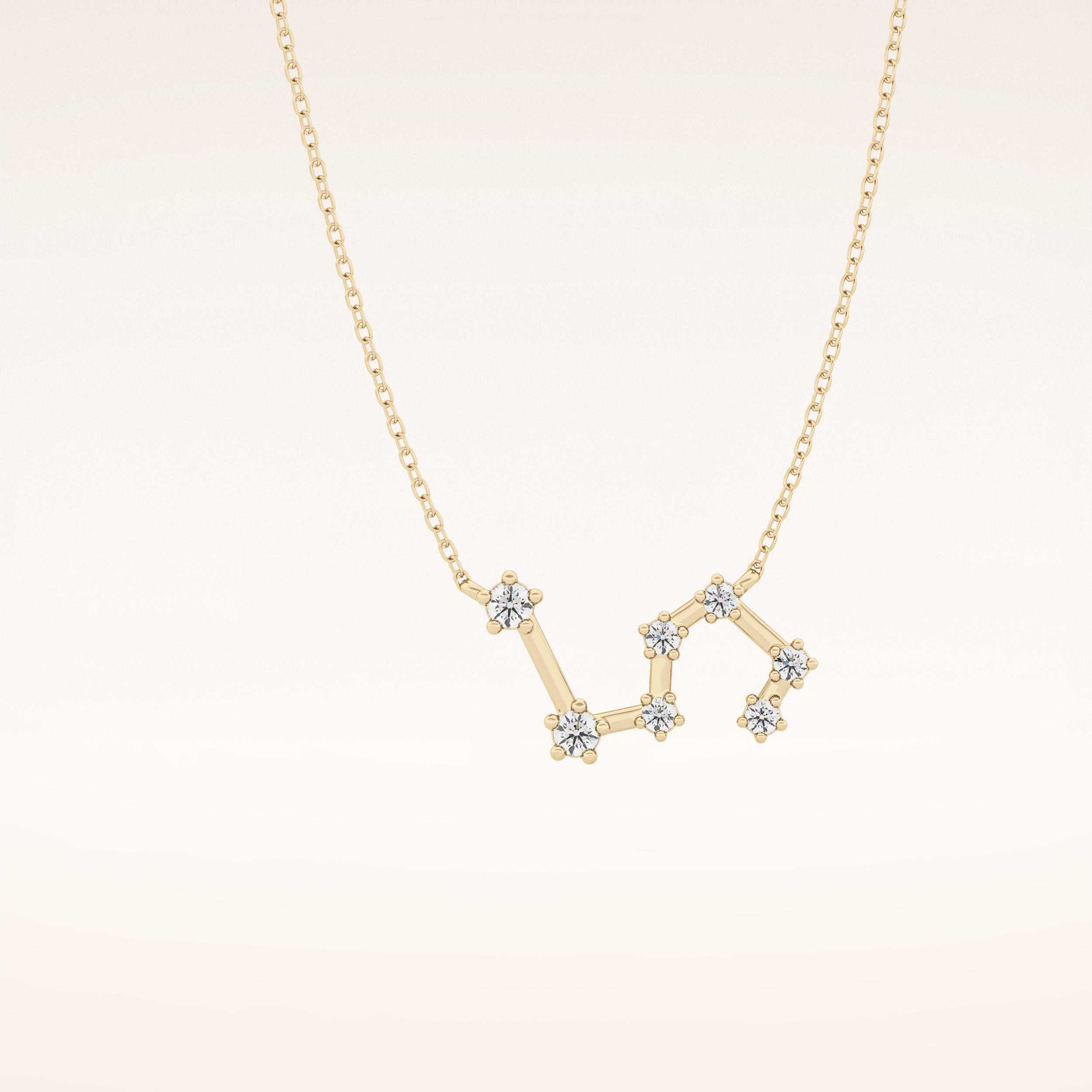 0.15 TCW Round Cut Moissanite Leo Zodiac Constellation Necklace