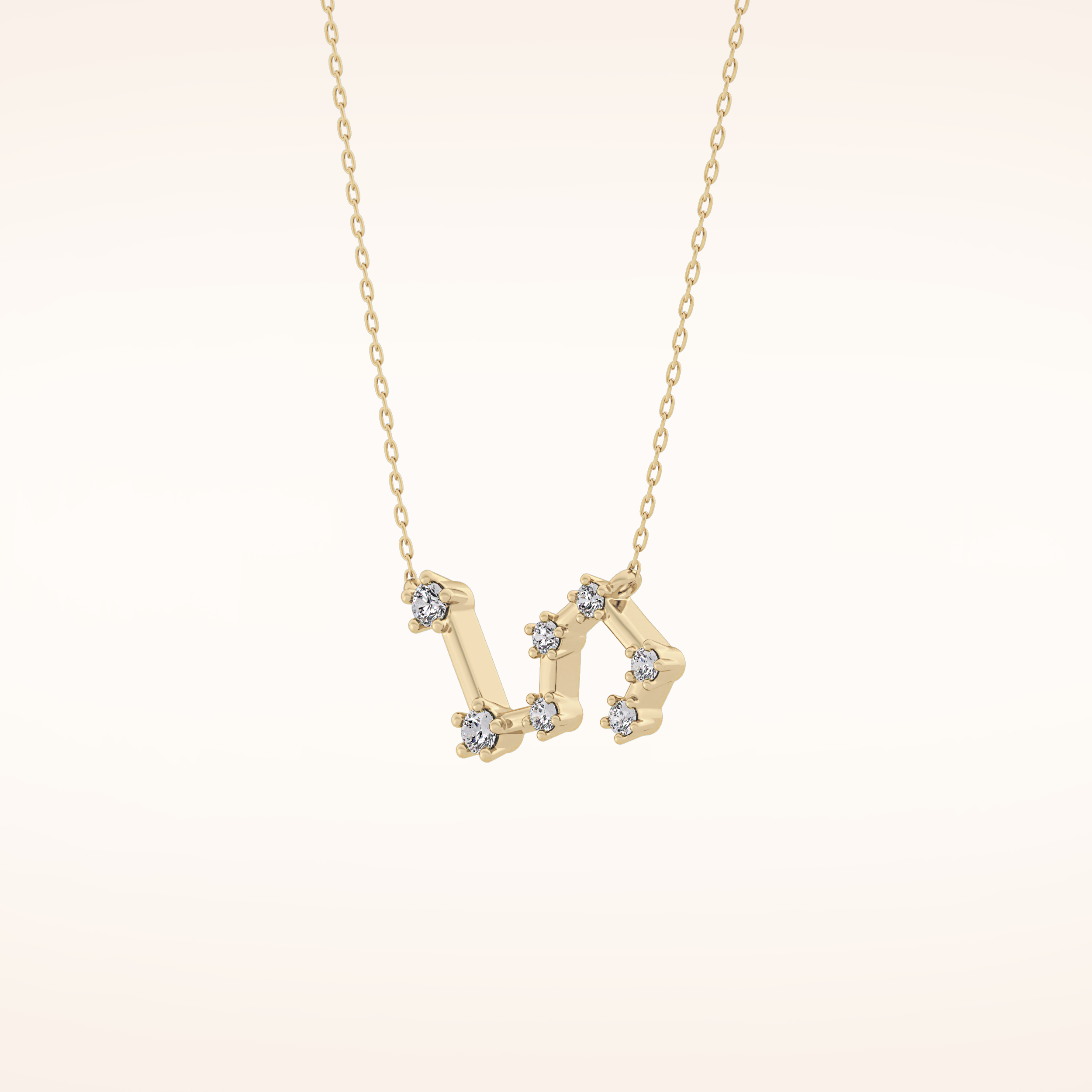 0.15 TCW Round Cut Moissanite Leo Zodiac Constellation Necklace