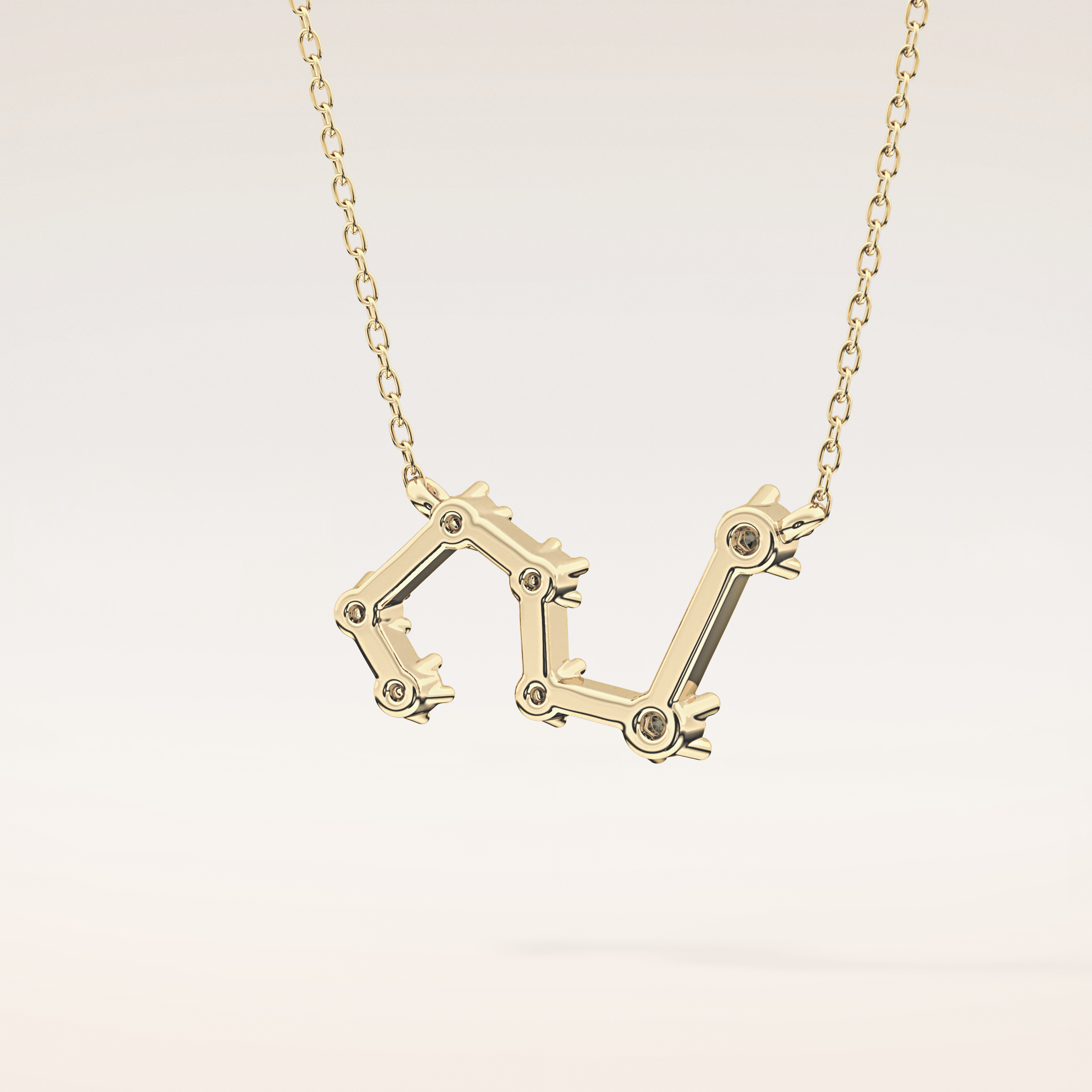 0.15 TCW Round Cut Moissanite Leo Zodiac Constellation Necklace