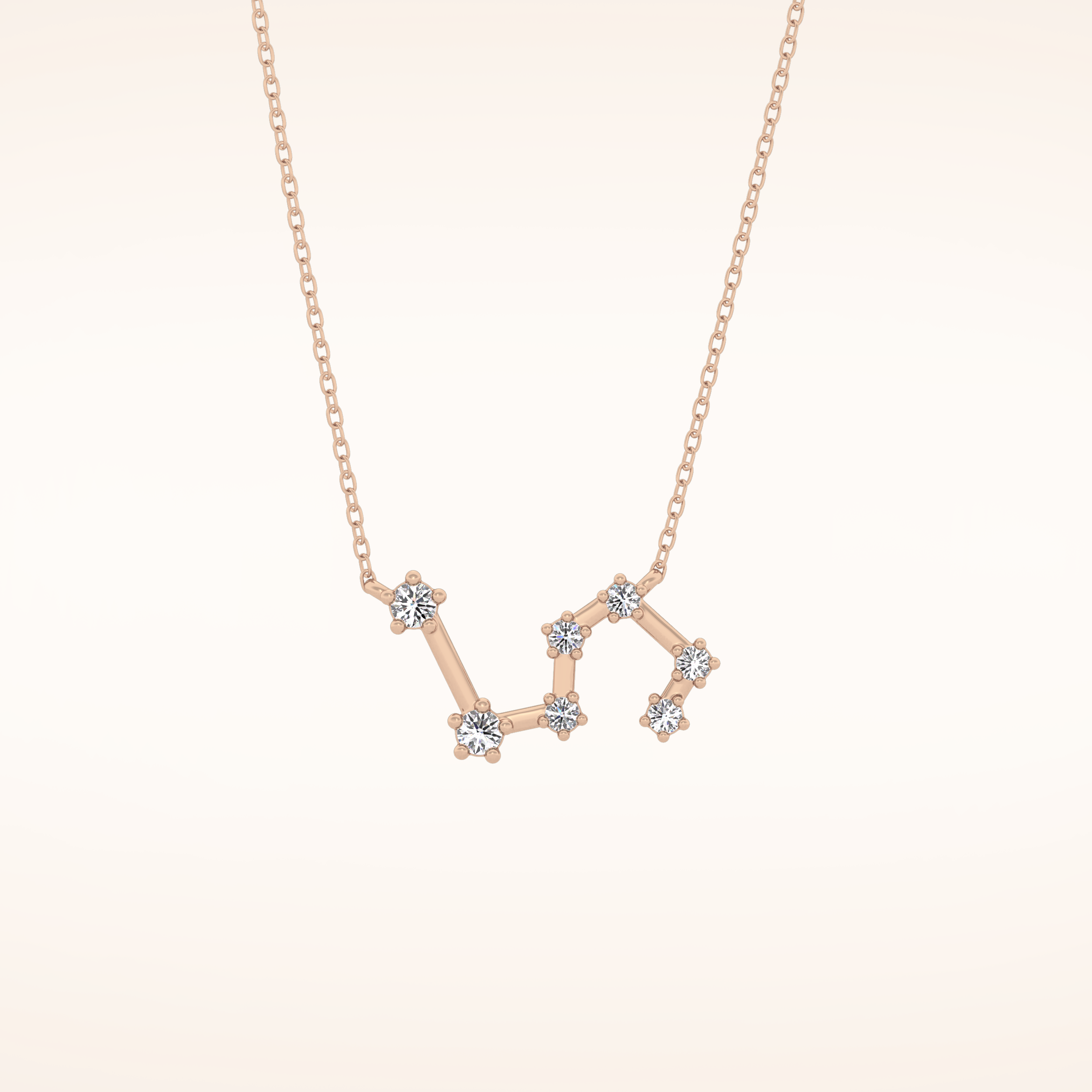 0.15 TCW Round Cut Moissanite Leo Zodiac Constellation Necklace