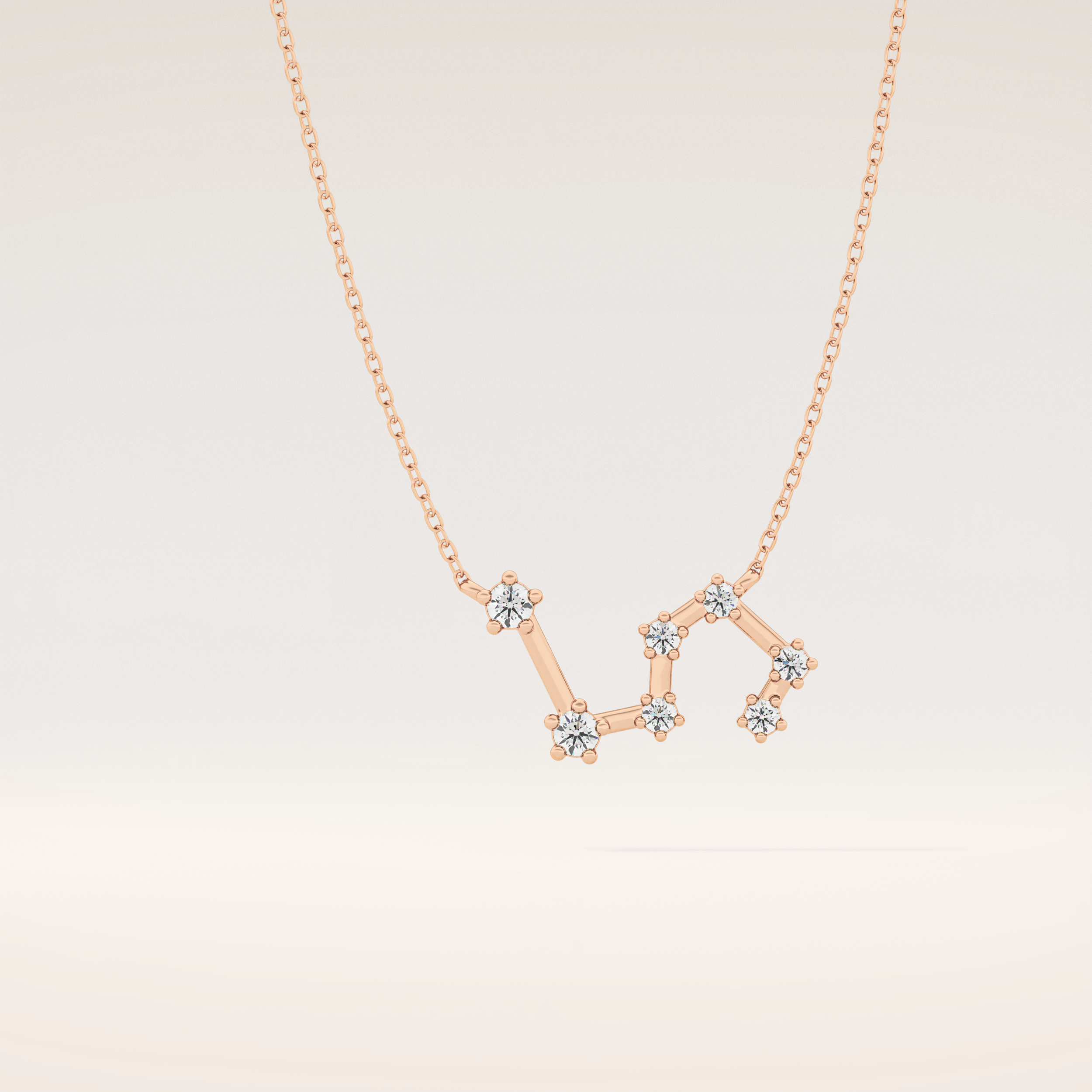 0.15 TCW Round Cut Moissanite Leo Zodiac Constellation Necklace