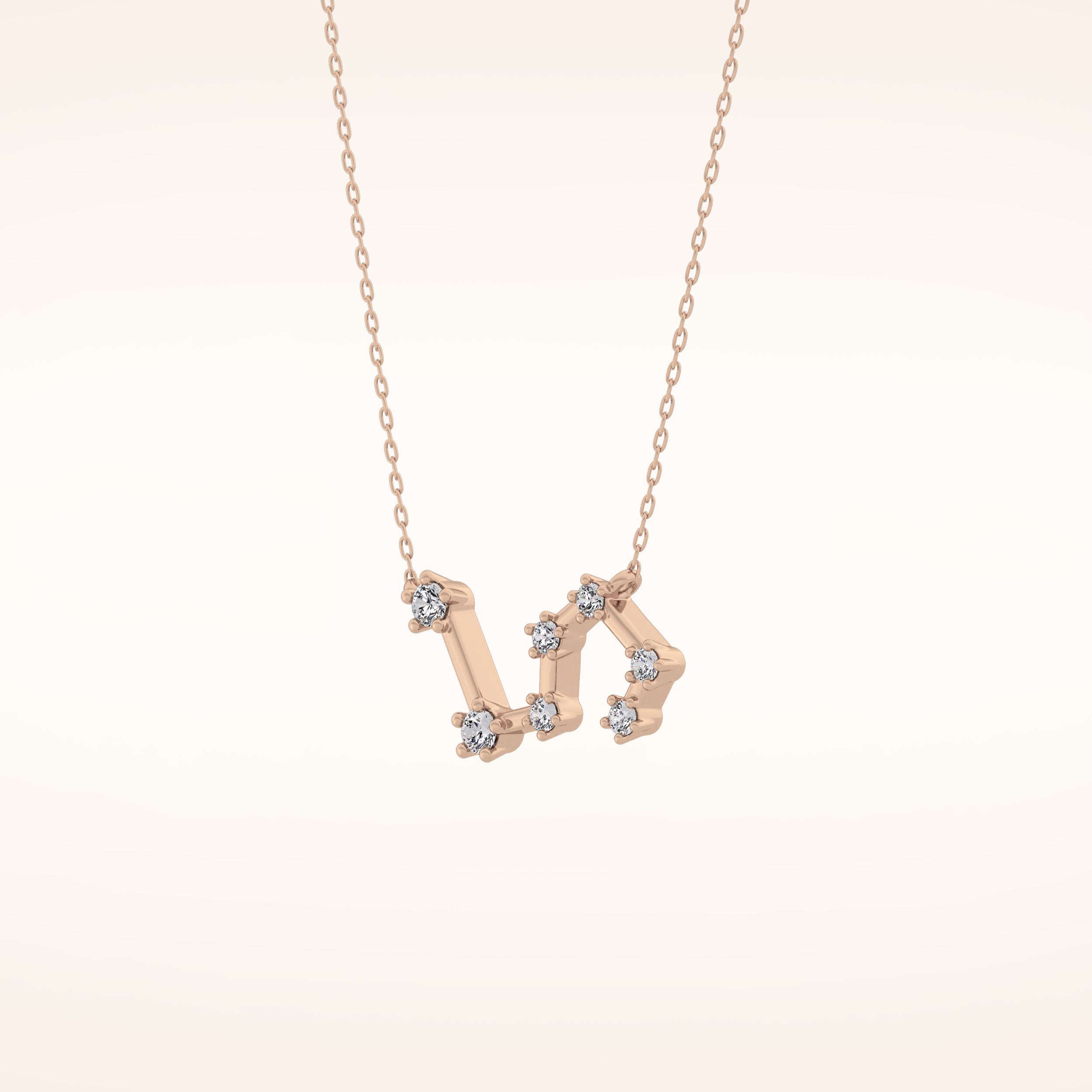 0.15 TCW Round Cut Moissanite Leo Zodiac Constellation Necklace