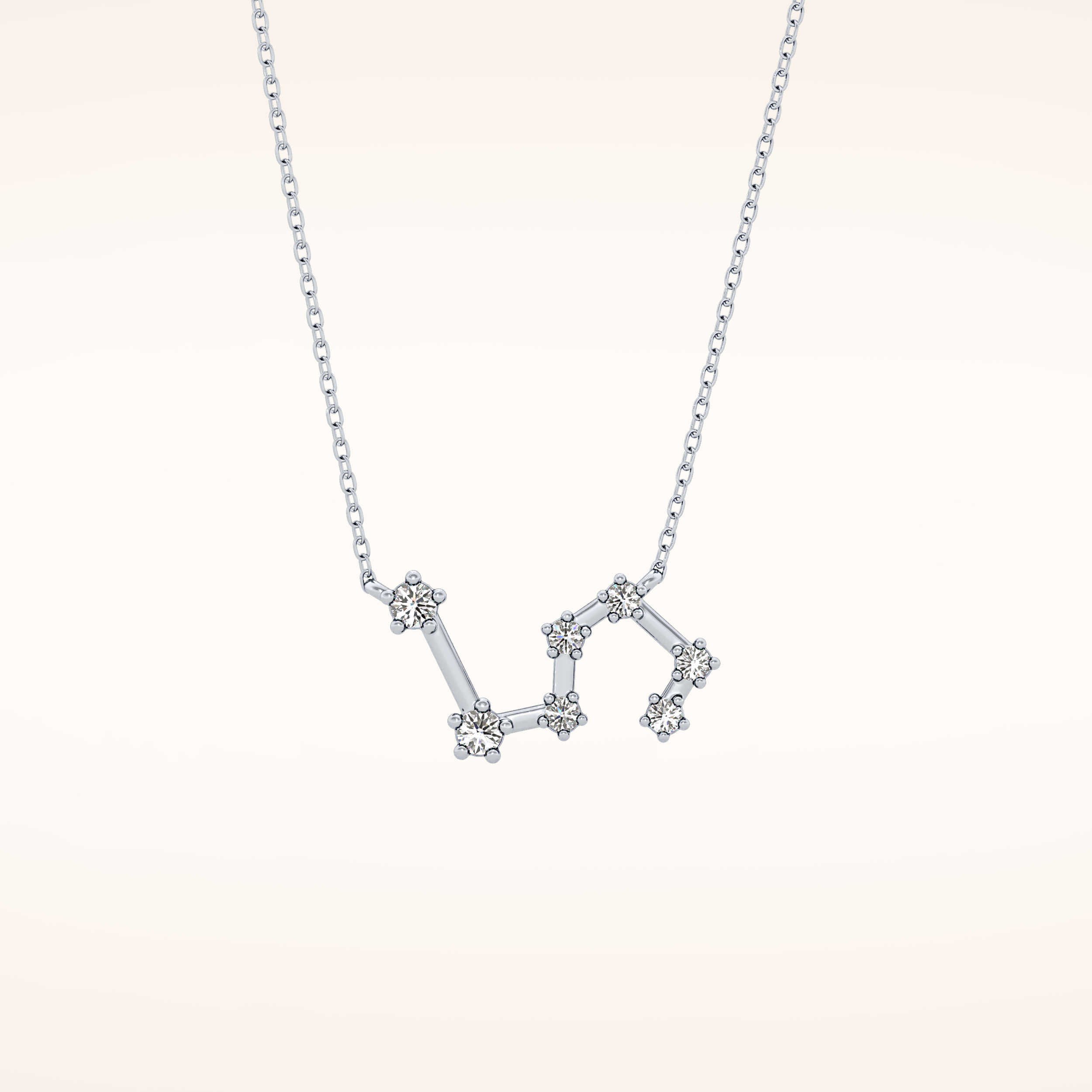 0.15 TCW Round Cut Moissanite Leo Zodiac Constellation Necklace