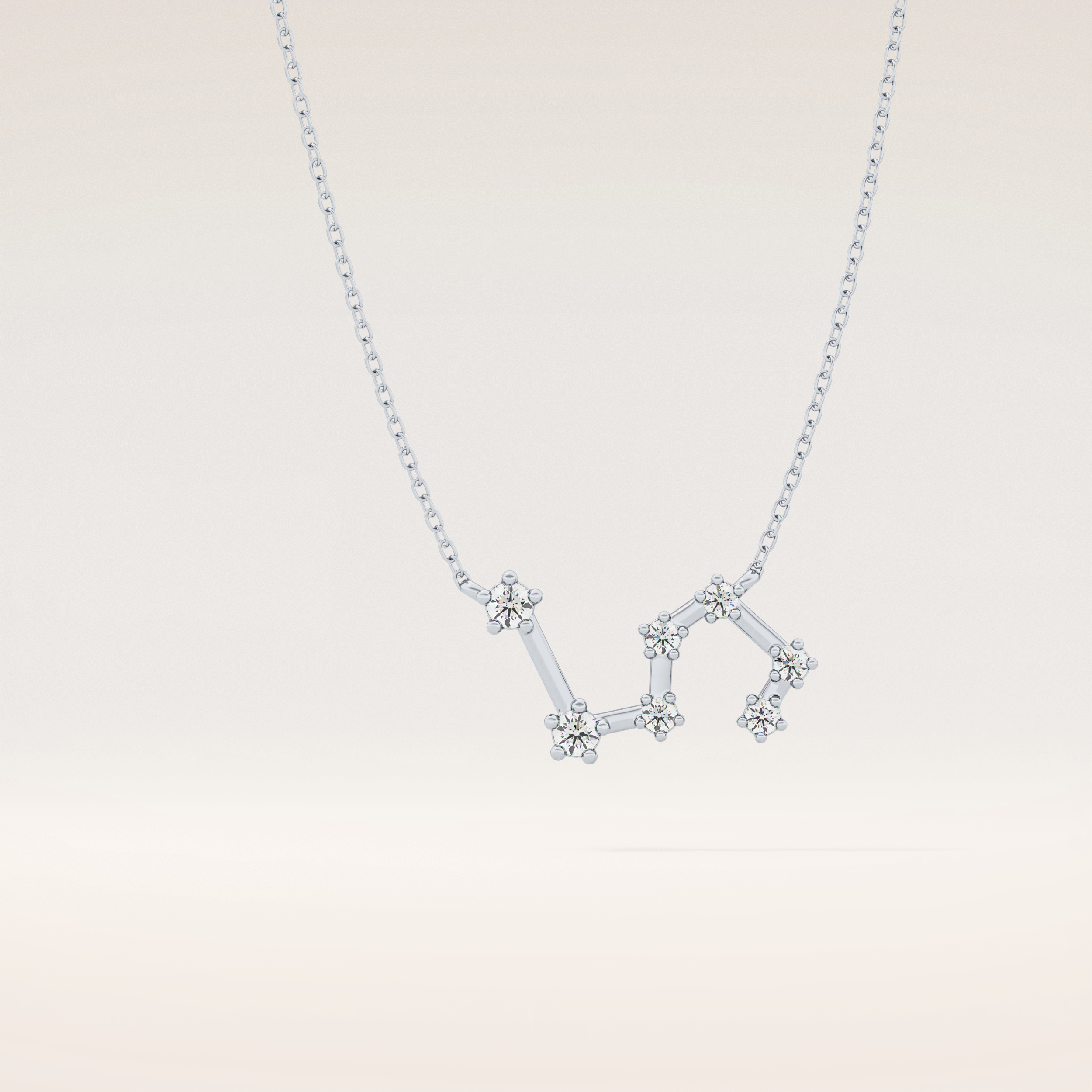 0.15 TCW Round Cut Moissanite Leo Zodiac Constellation Necklace