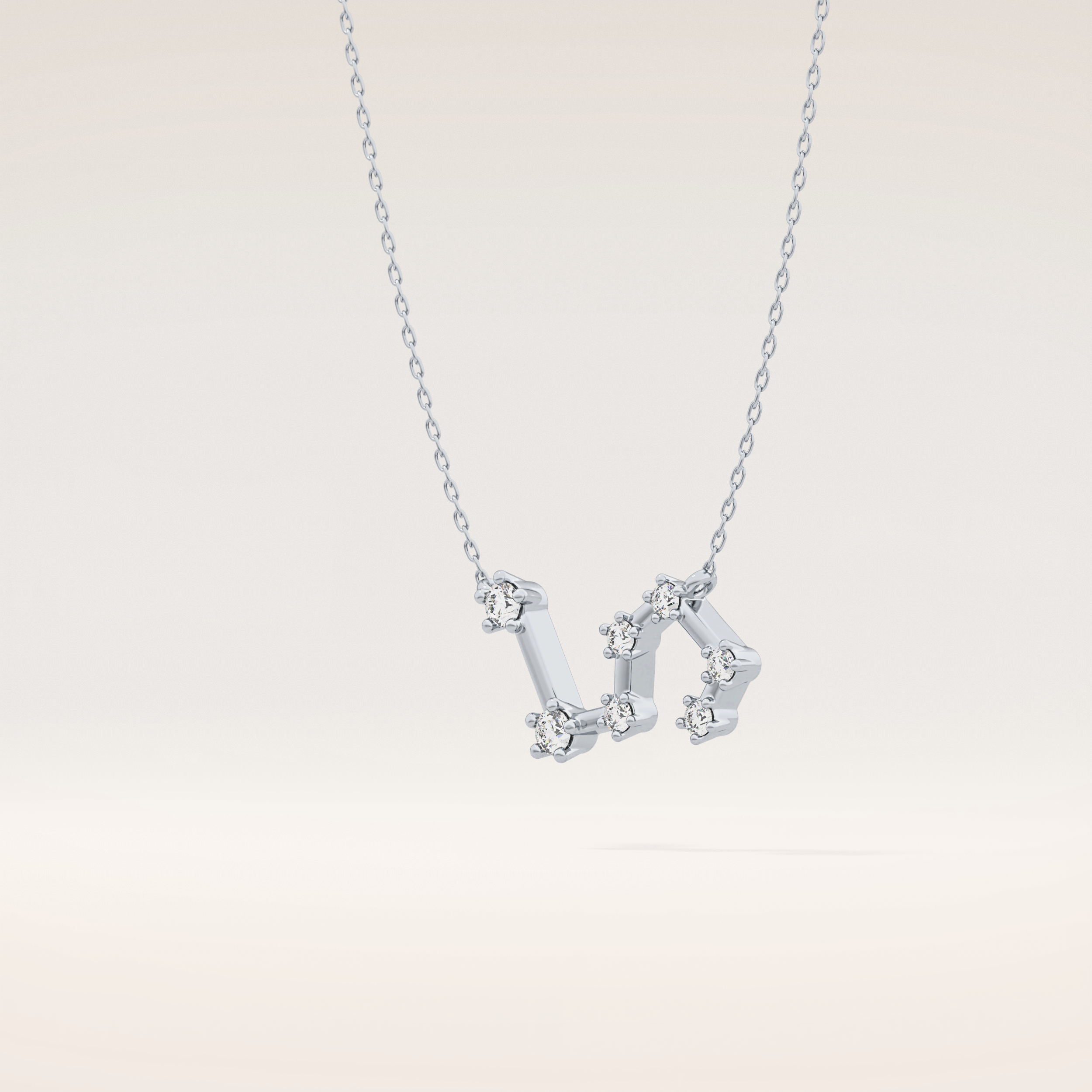 0.15 TCW Round Cut Moissanite Leo Zodiac Constellation Necklace