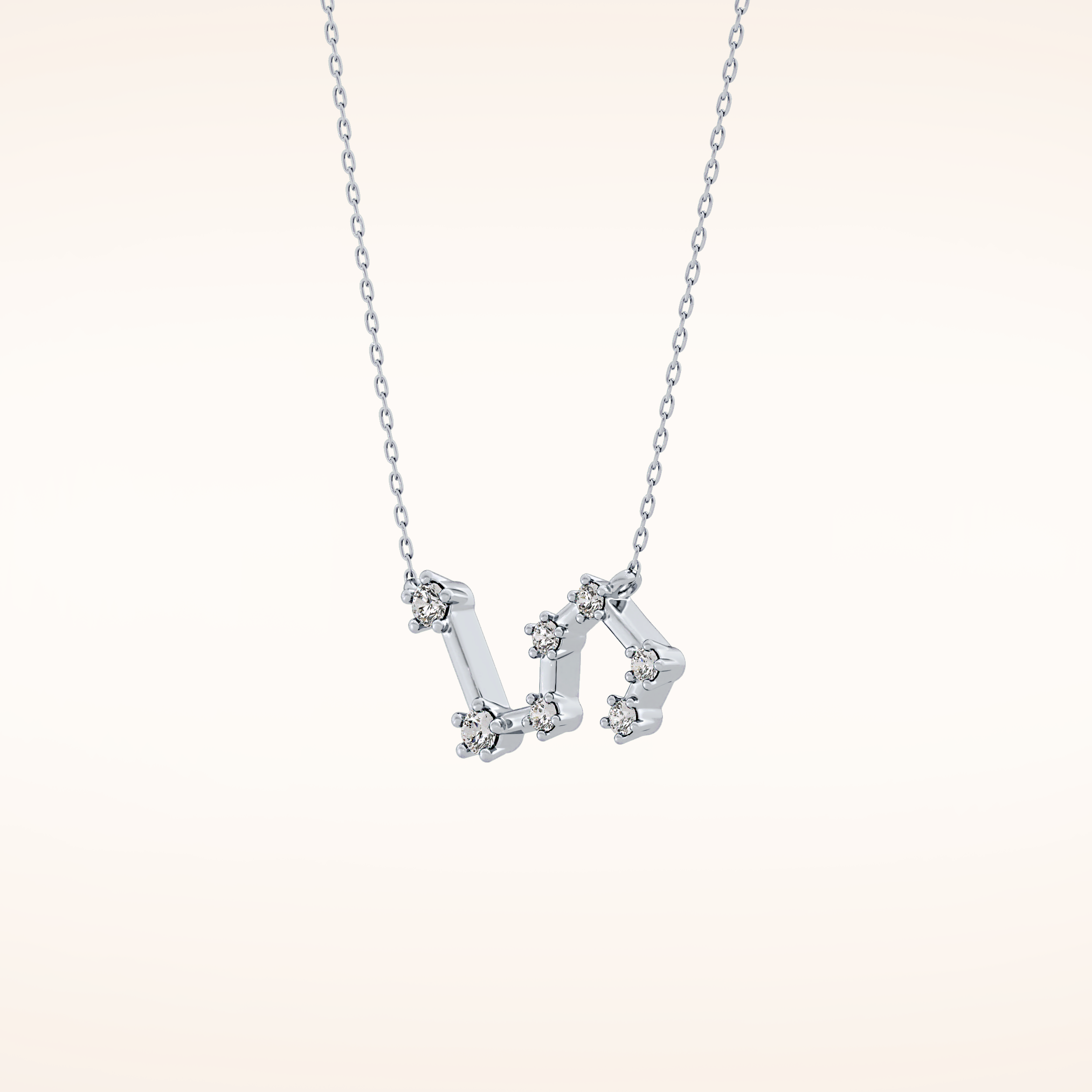0.15 TCW Round Cut Moissanite Leo Zodiac Constellation Necklace