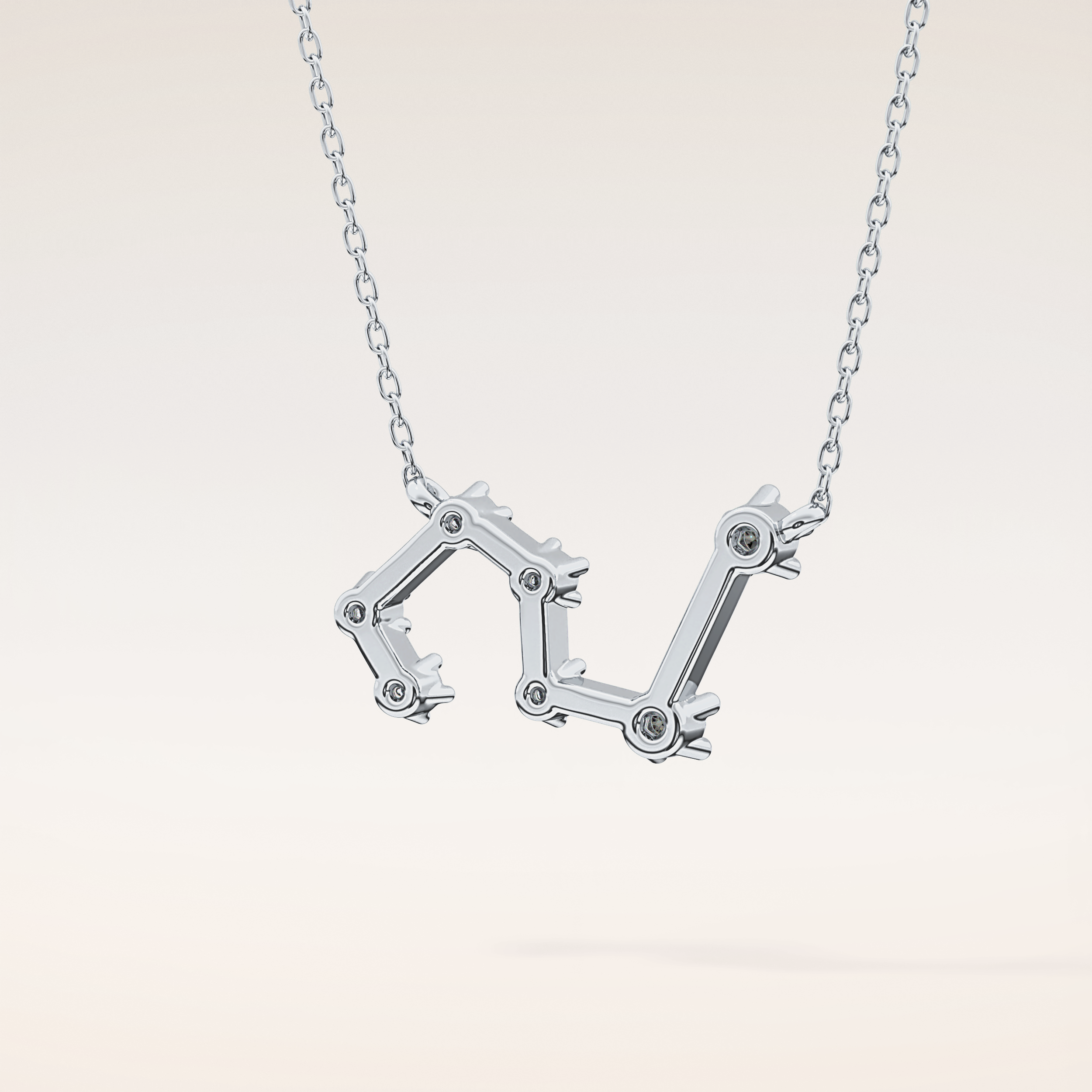 0.15 TCW Round Cut Moissanite Leo Zodiac Constellation Necklace