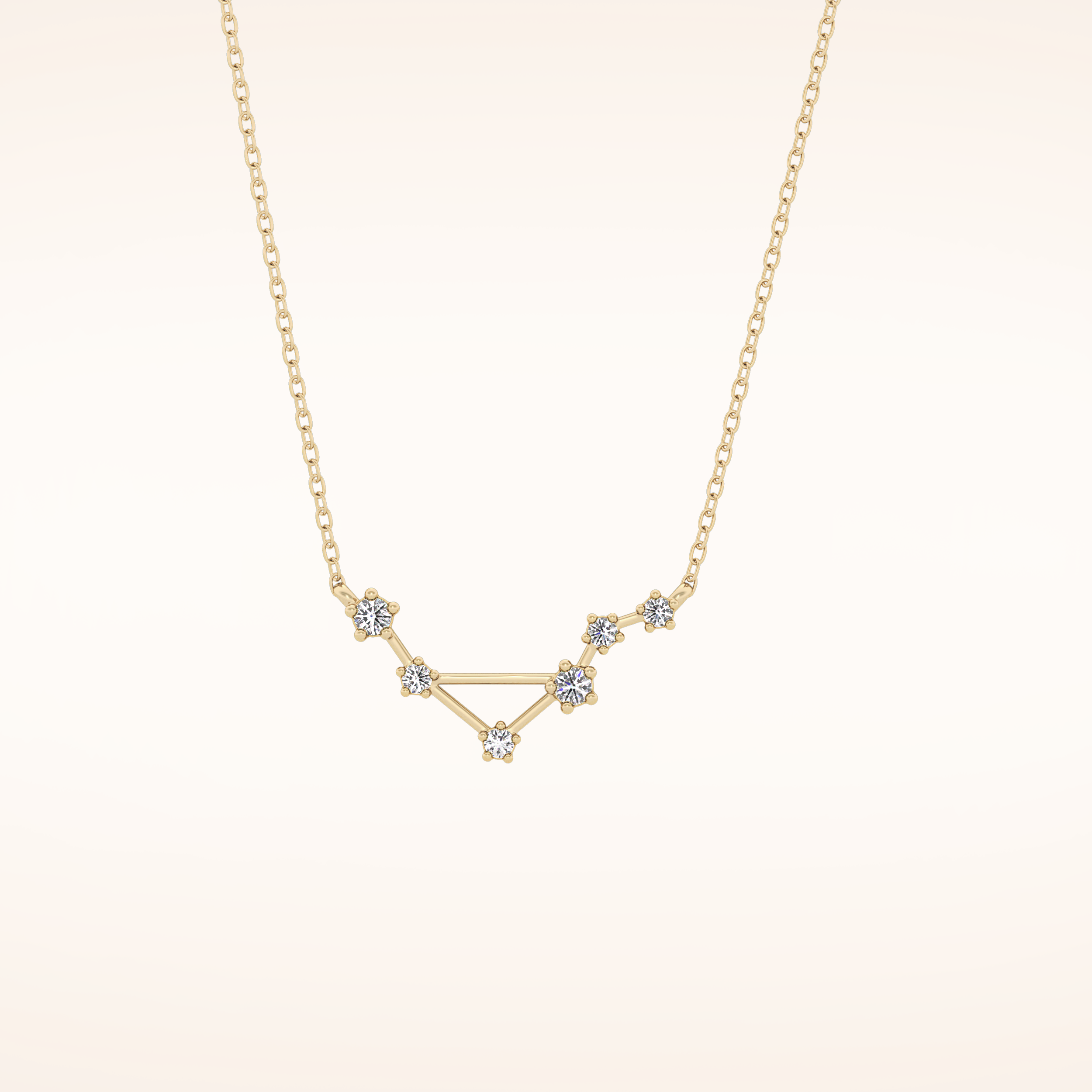 0.078 TCW Round Cut Moissanite Libra Zodiac Constellation Necklace