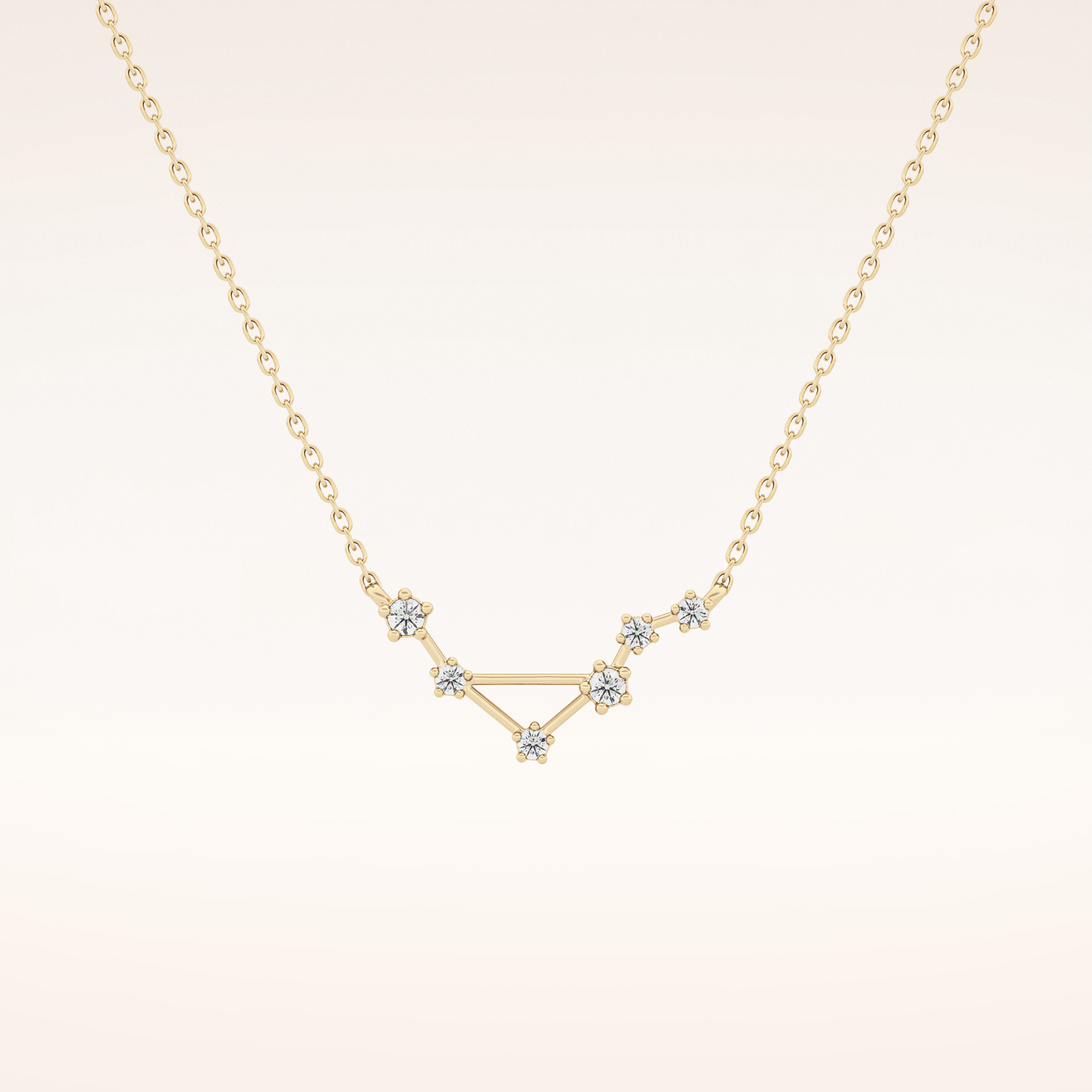 0.078 TCW Round Cut Moissanite Libra Zodiac Constellation Necklace