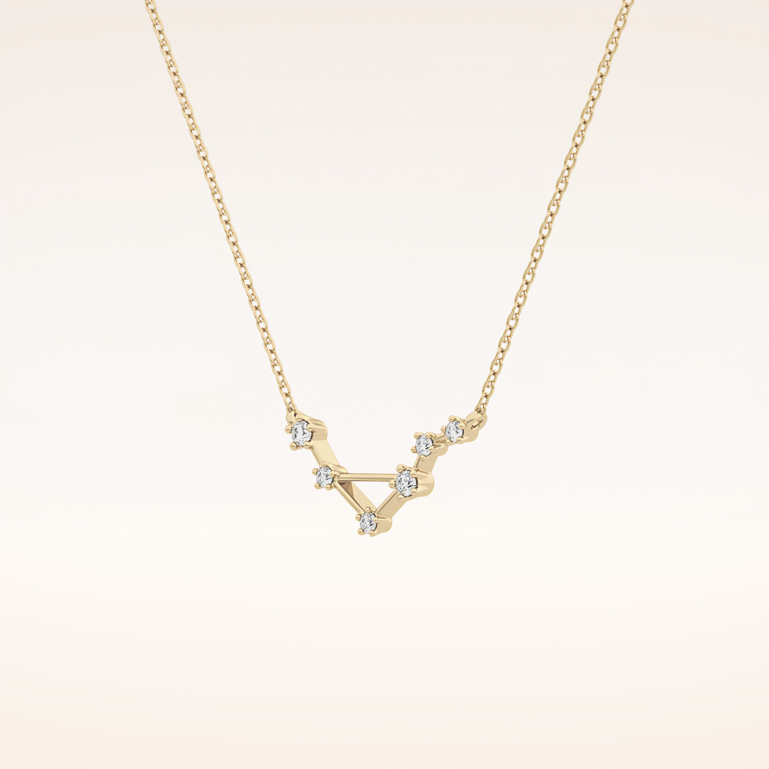0.078 TCW Round Cut Moissanite Libra Zodiac Constellation Necklace