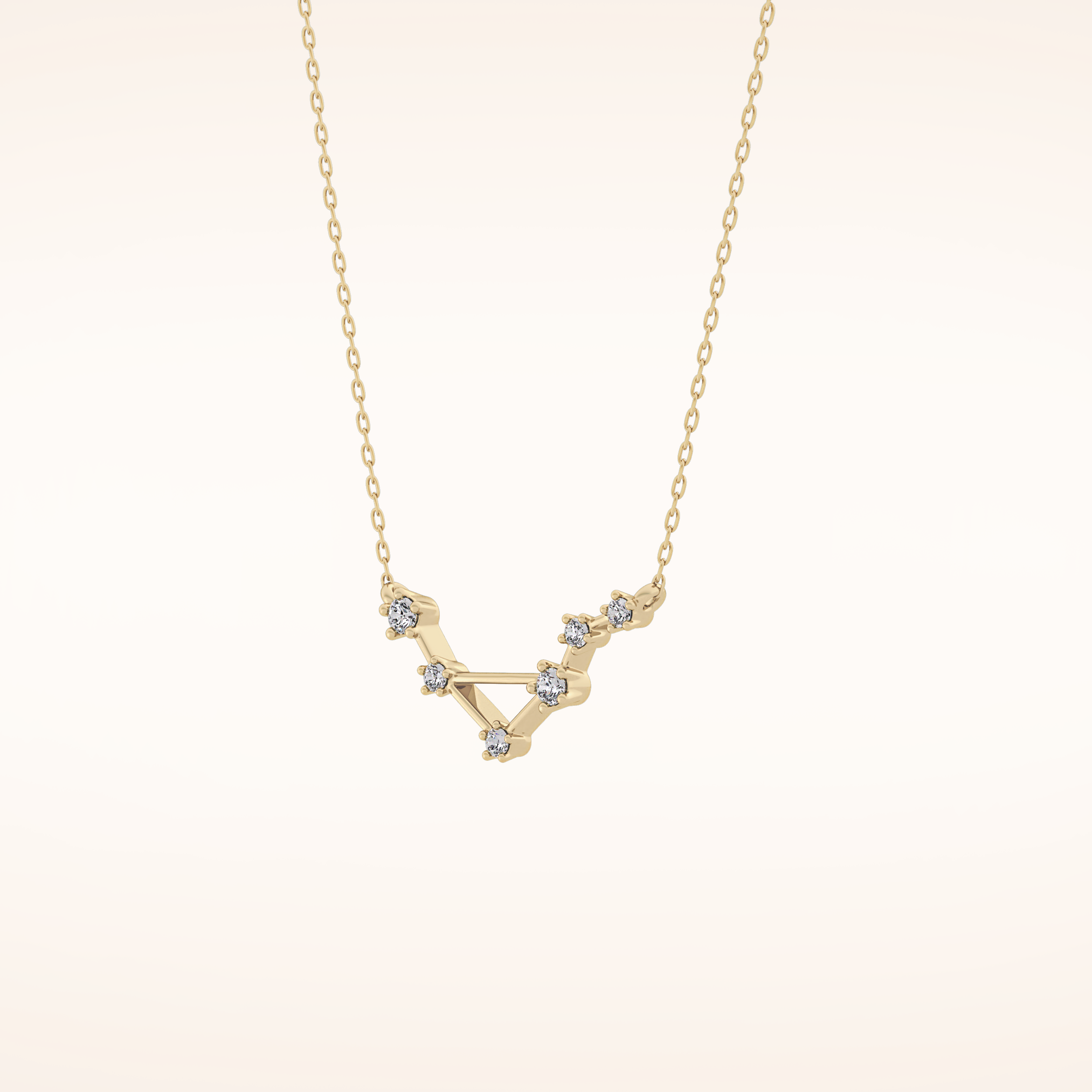 0.078 TCW Round Cut Moissanite Libra Zodiac Constellation Necklace