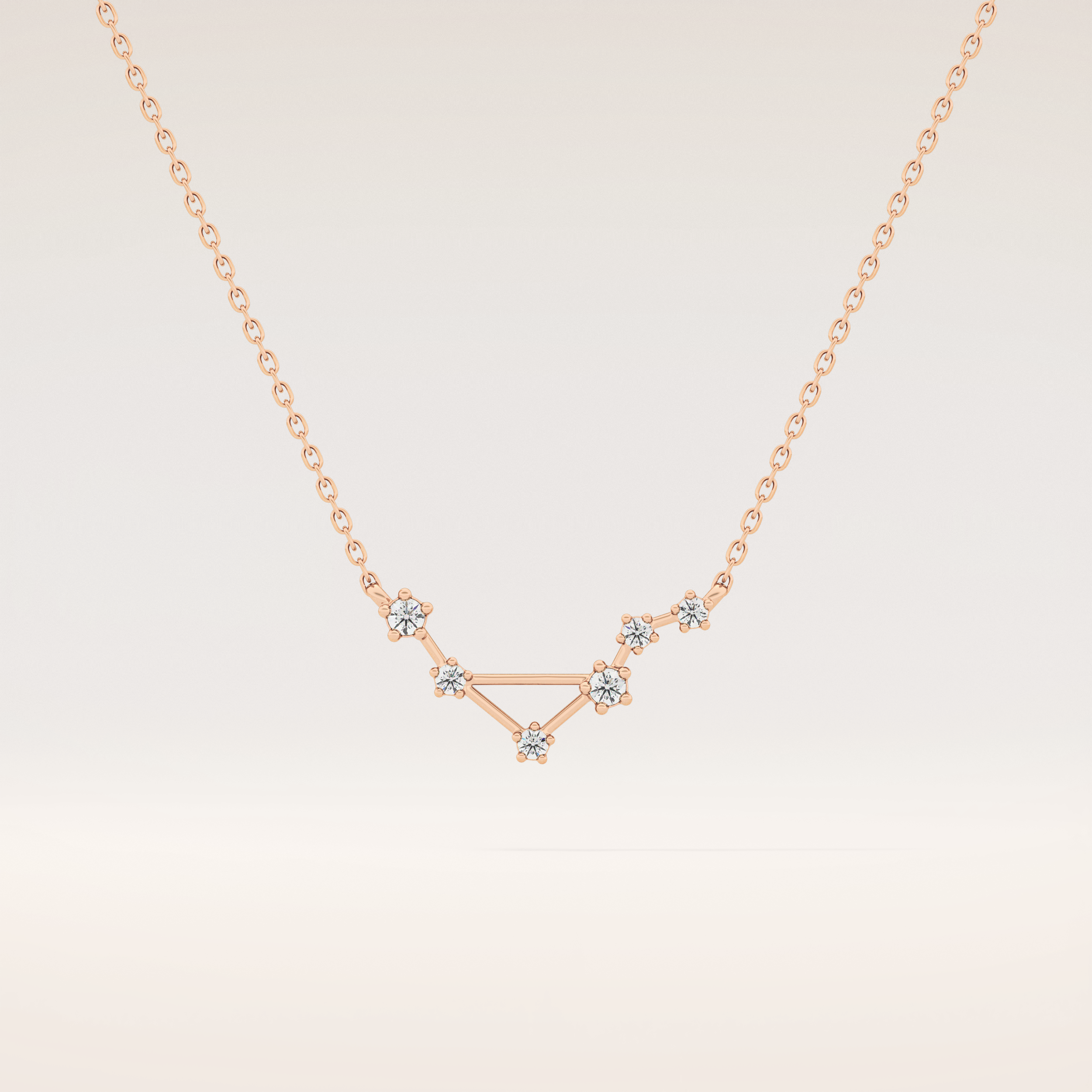 0.078 TCW Round Cut Moissanite Libra Zodiac Constellation Necklace