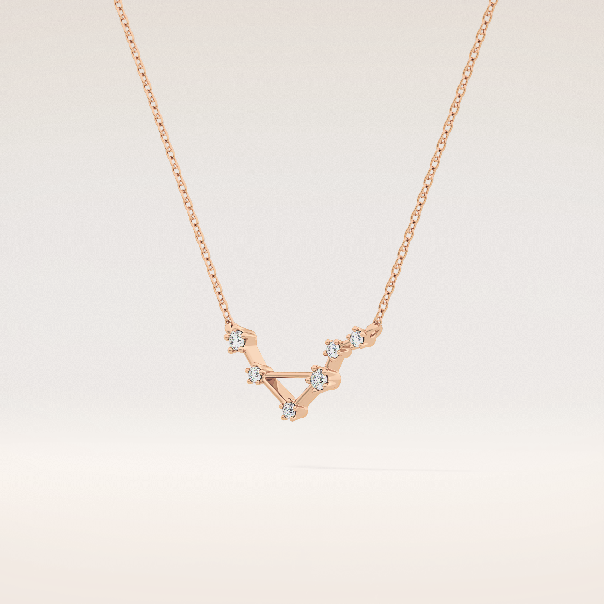 0.078 TCW Round Cut Moissanite Libra Zodiac Constellation Necklace