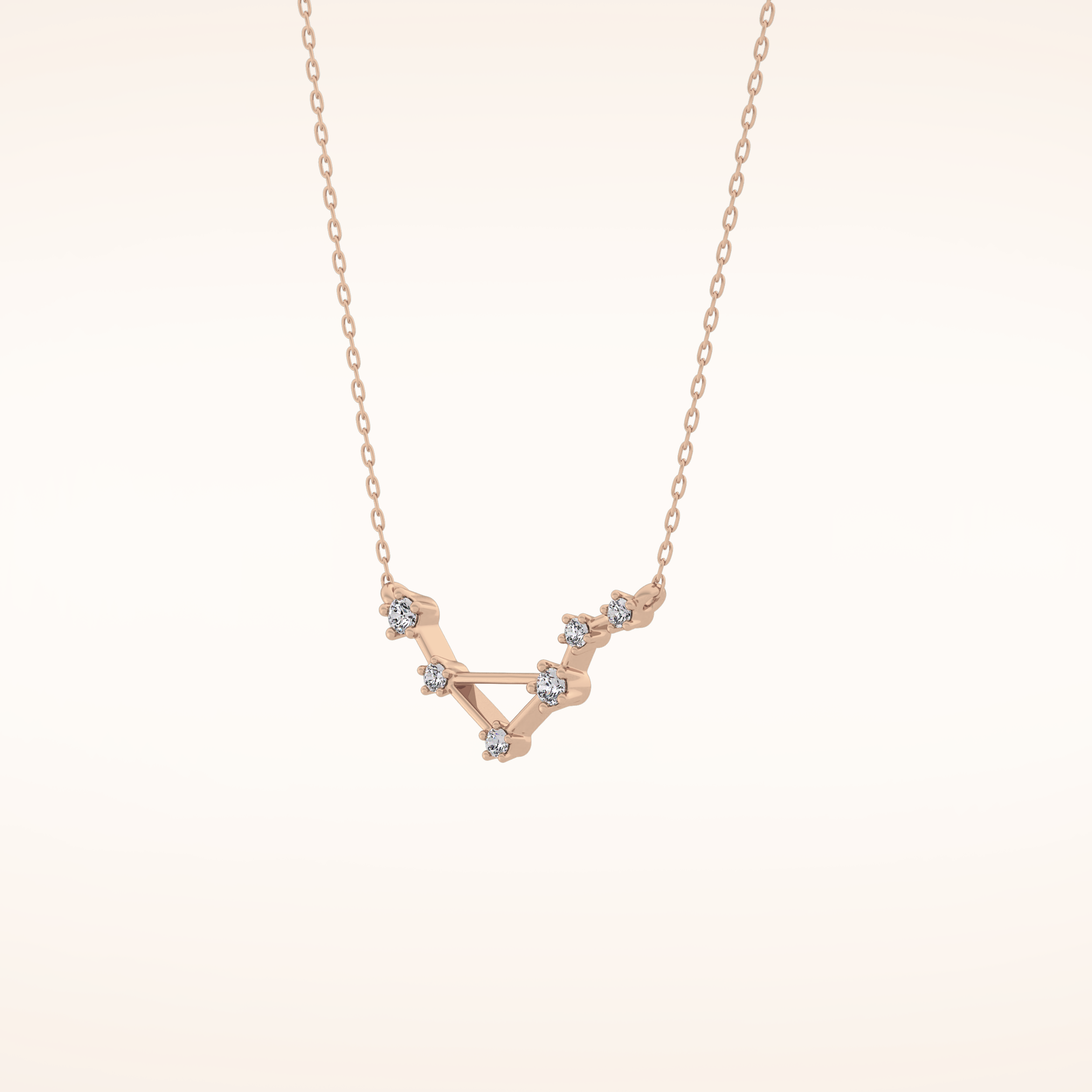 0.078 TCW Round Cut Moissanite Libra Zodiac Constellation Necklace
