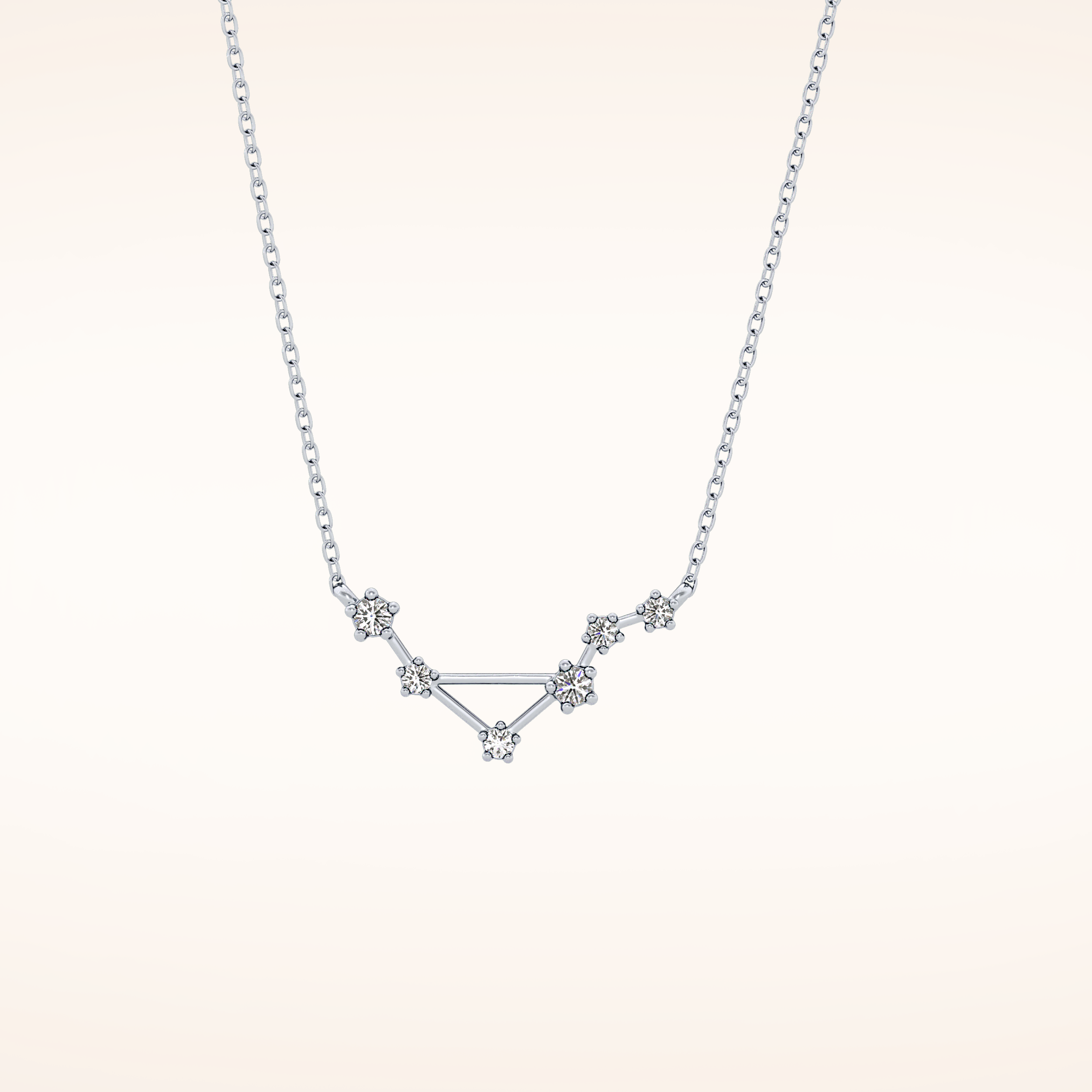 0.078 TCW Round Cut Moissanite Libra Zodiac Constellation Necklace