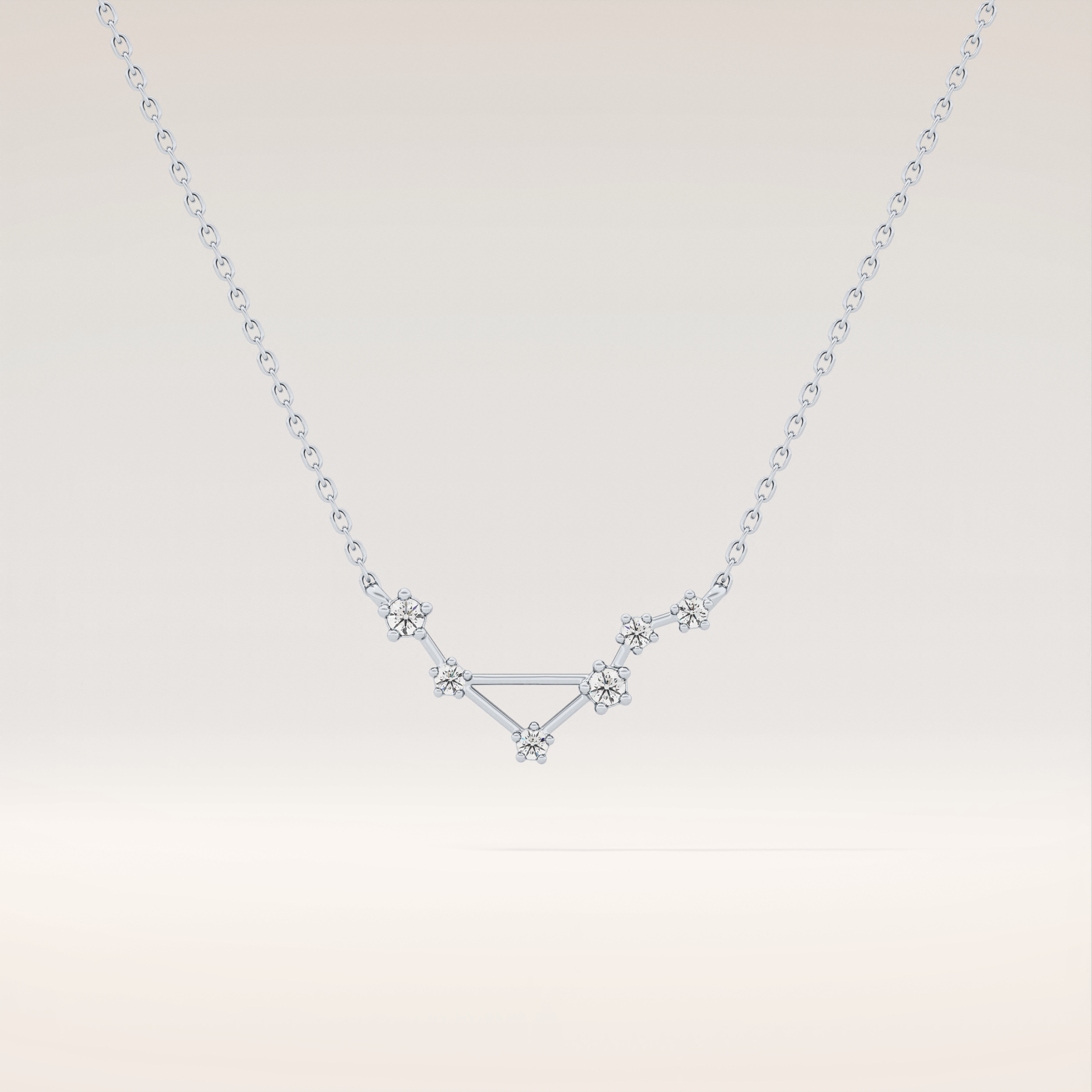 0.078 TCW Round Cut Moissanite Libra Zodiac Constellation Necklace