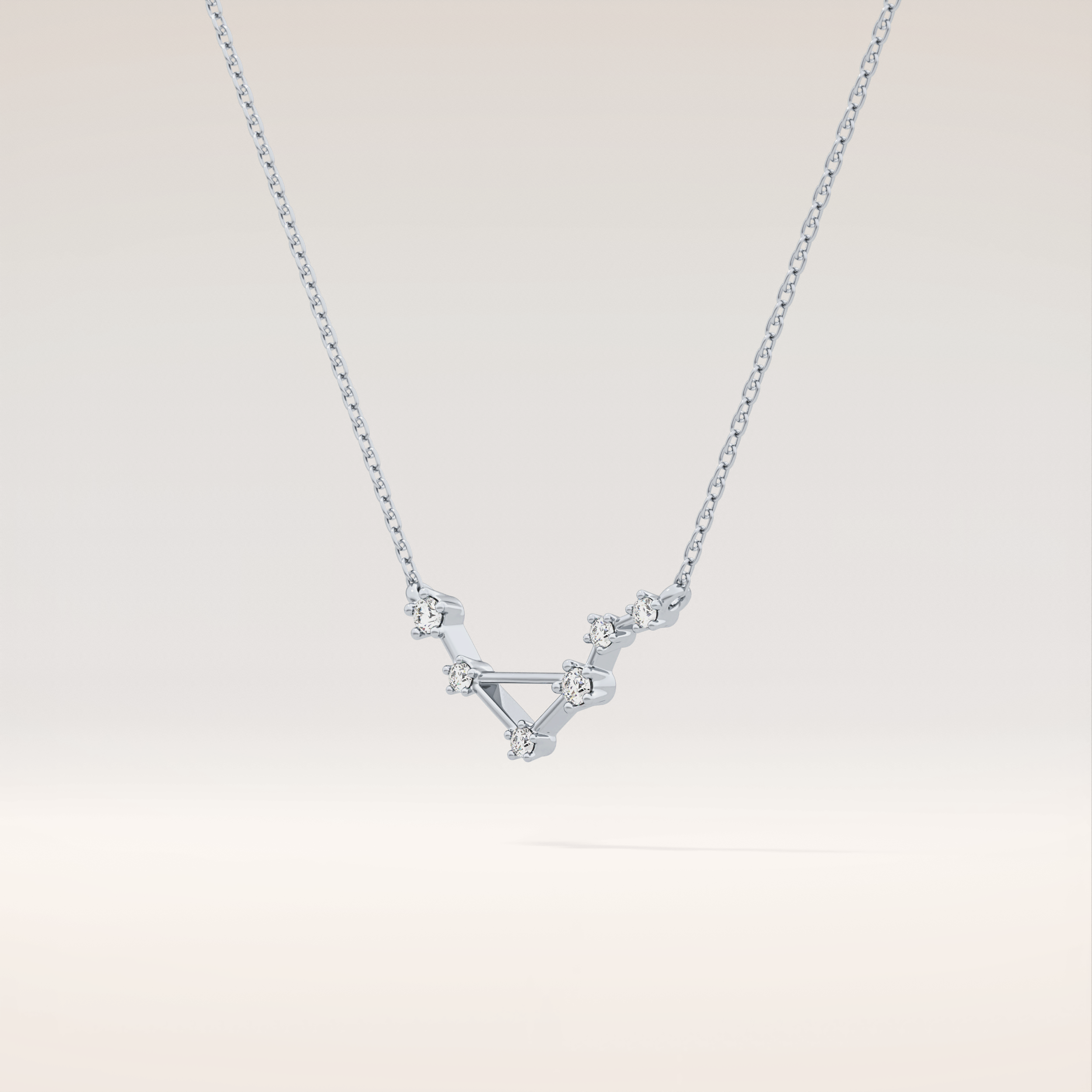 0.078 TCW Round Cut Moissanite Libra Zodiac Constellation Necklace