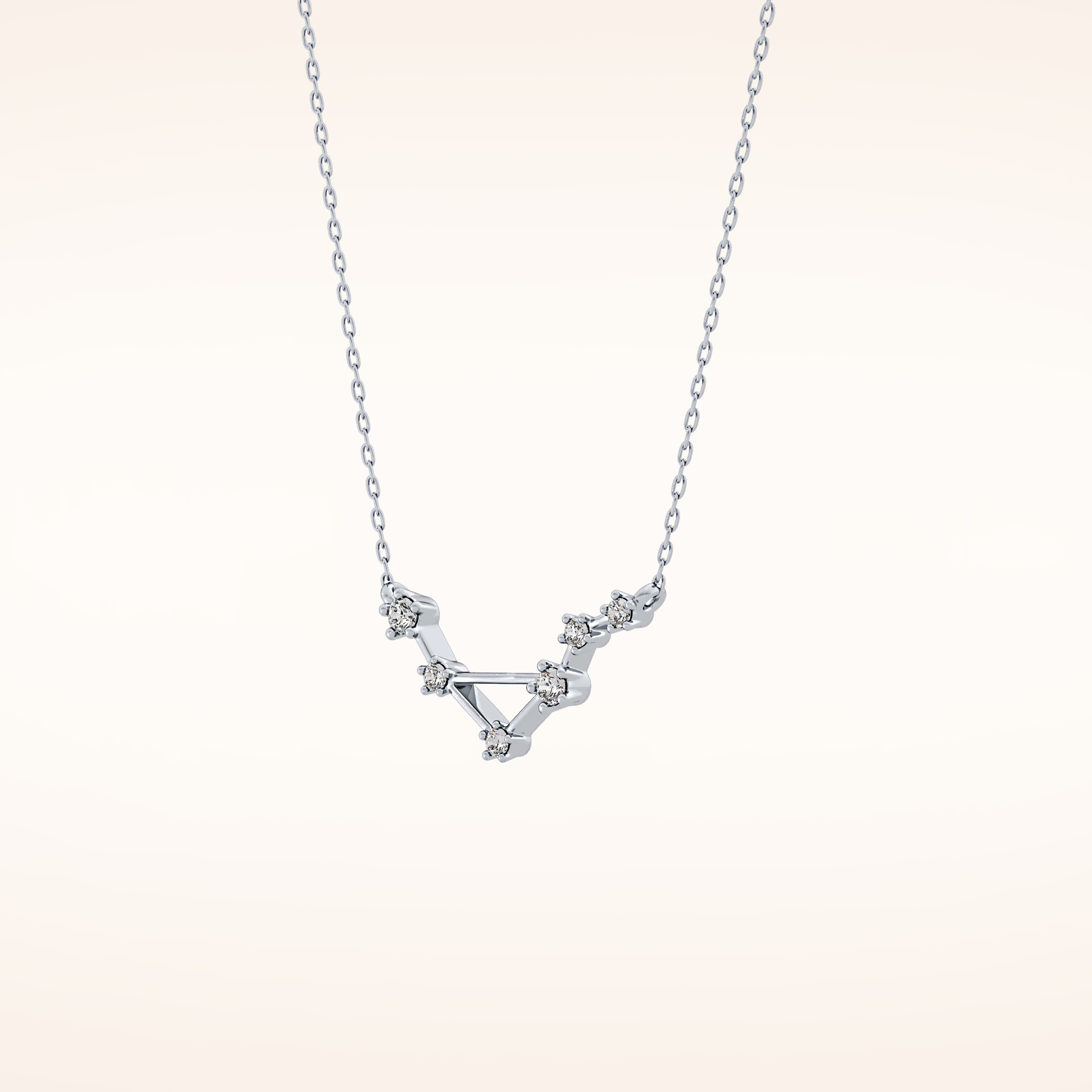 0.078 TCW Round Cut Moissanite Libra Zodiac Constellation Necklace