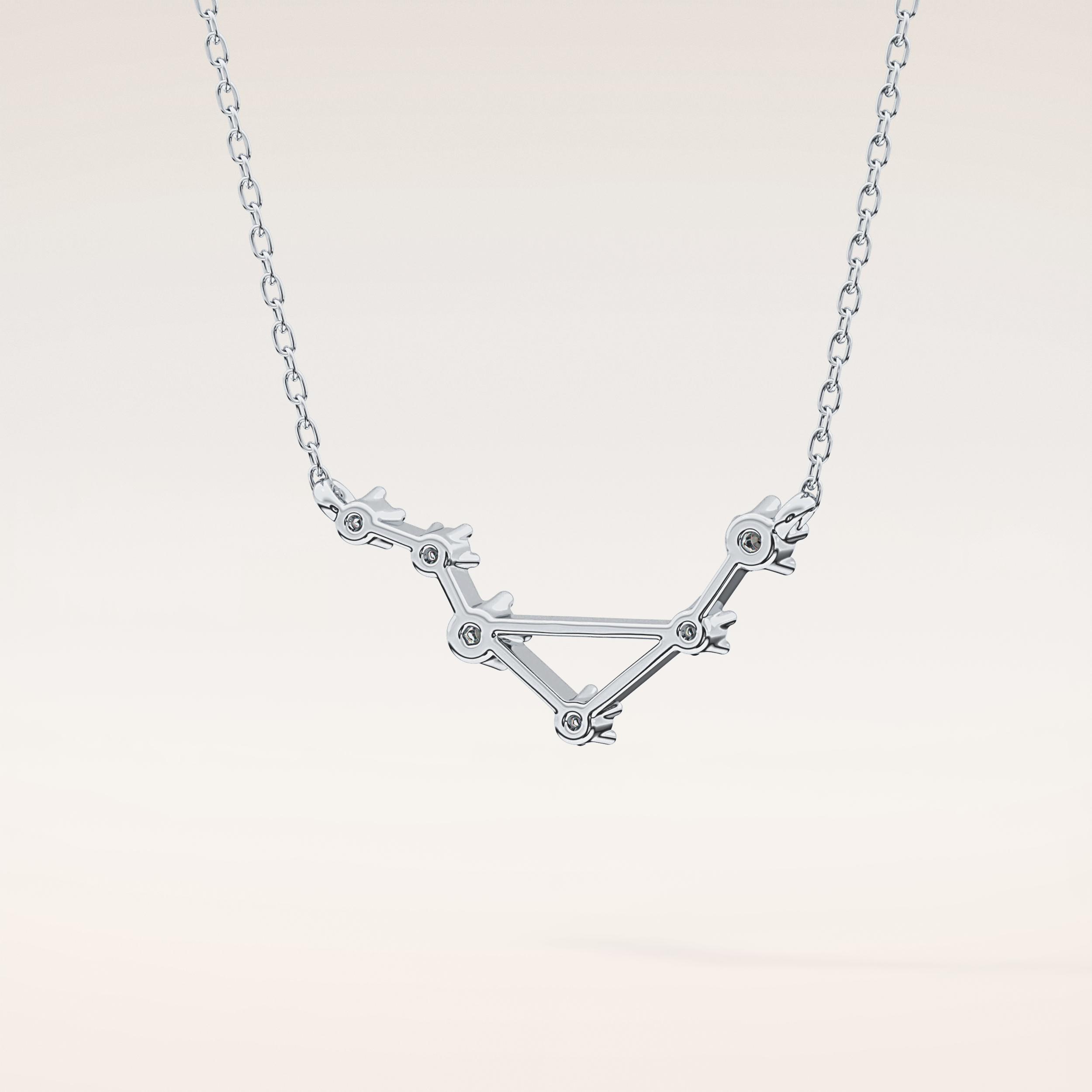 0.078 TCW Round Cut Moissanite Libra Zodiac Constellation Necklace