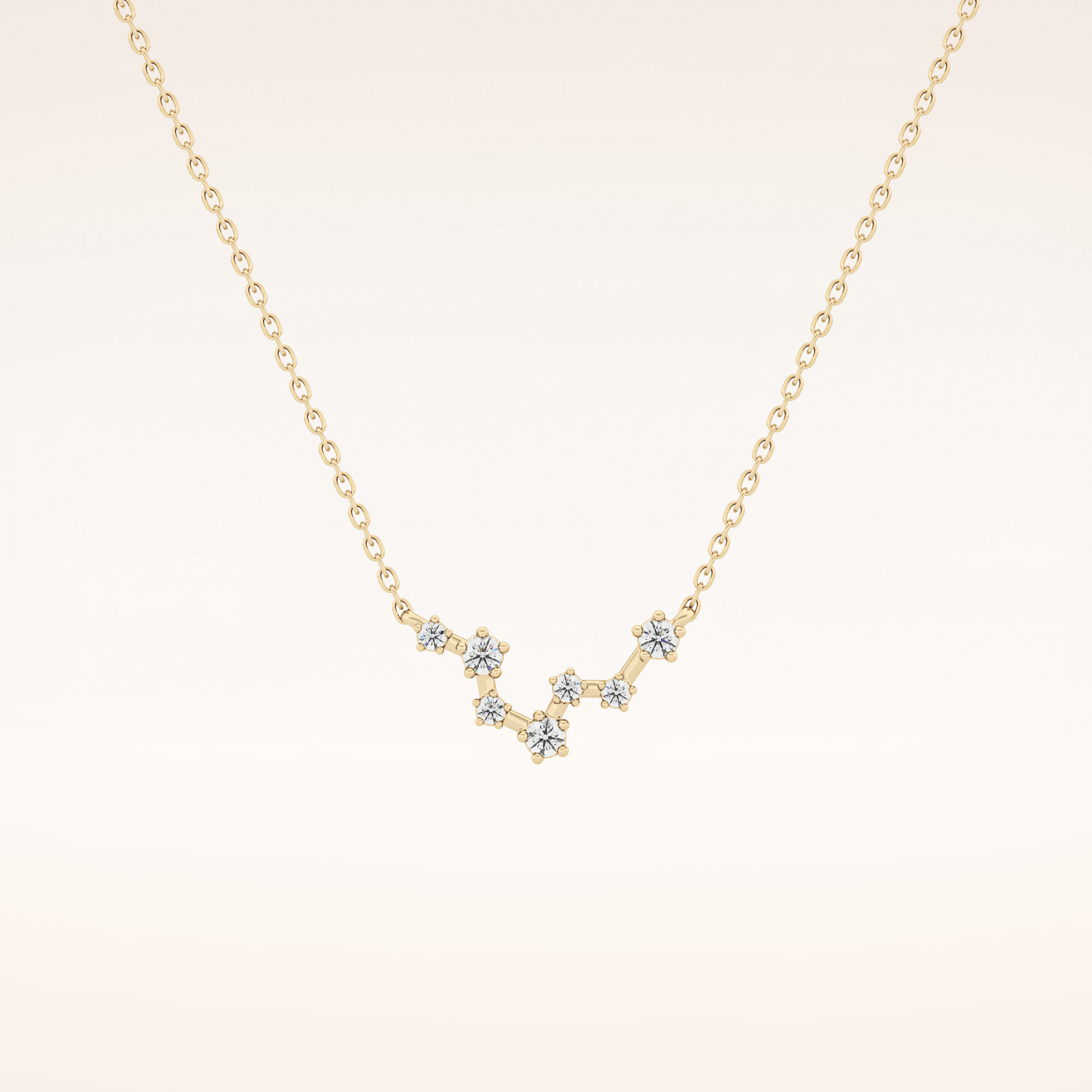 0.103 TCW Round Cut Moissanite Pisces Zodiac Constellation Necklace