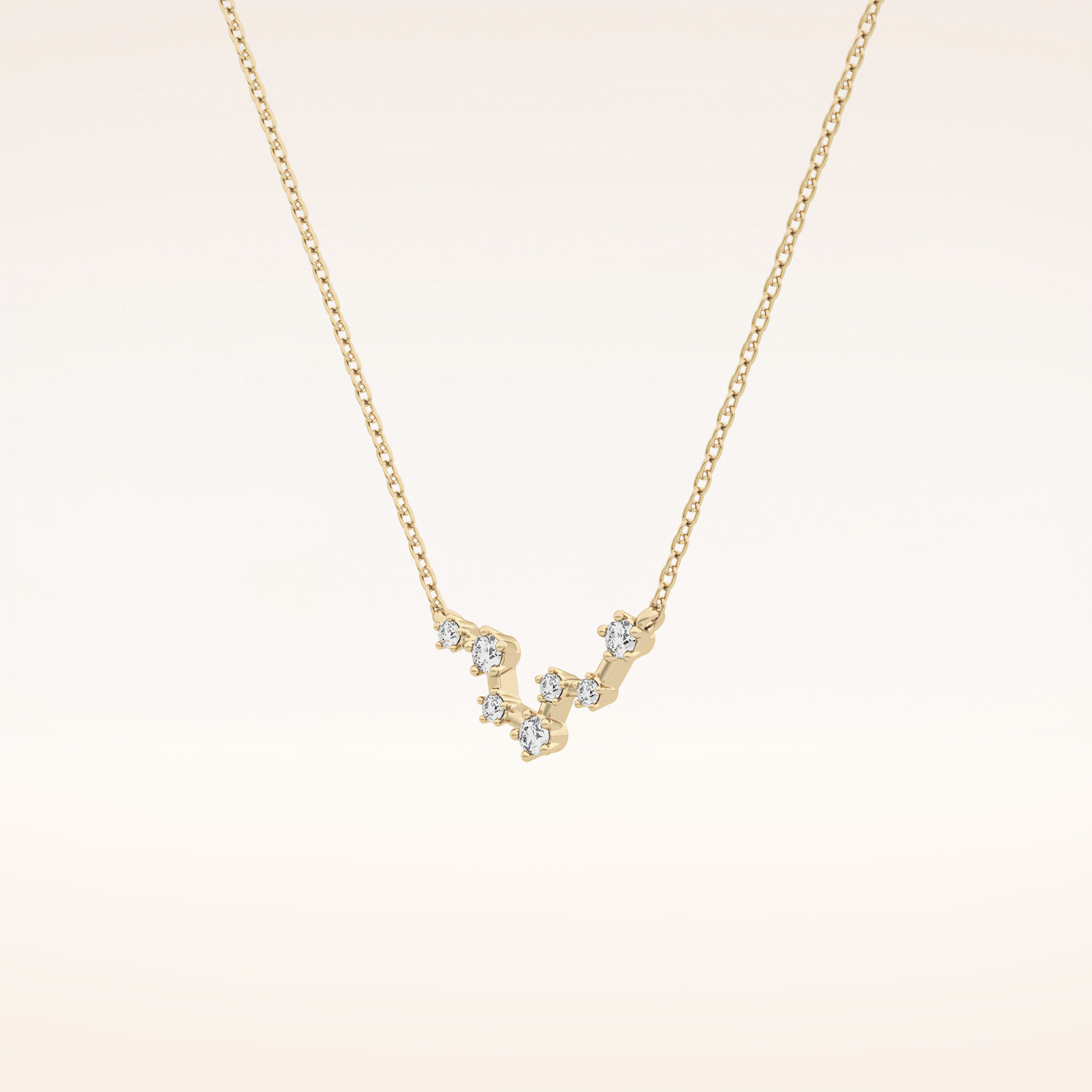 0.103 TCW Round Cut Moissanite Pisces Zodiac Constellation Necklace