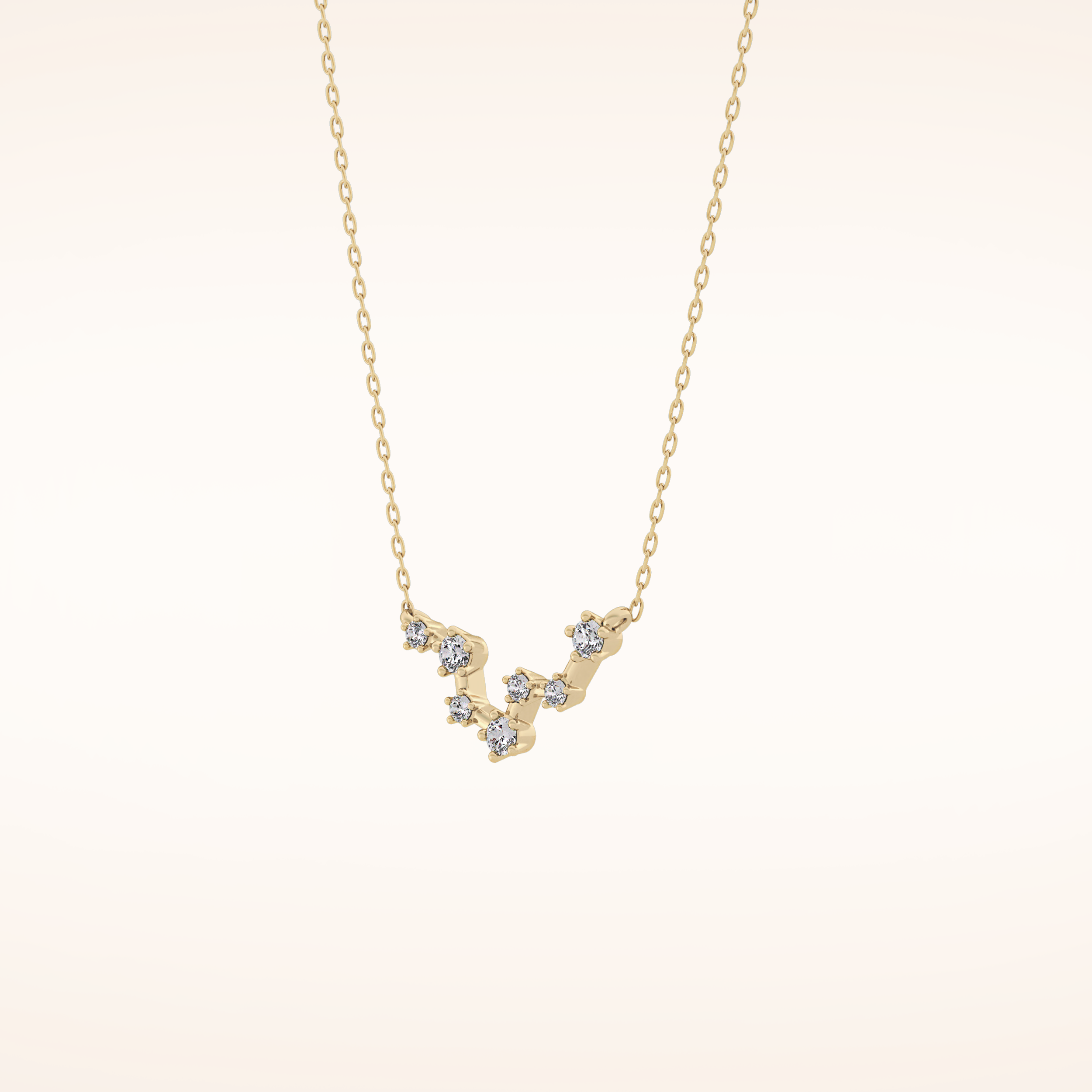 0.103 TCW Round Cut Moissanite Pisces Zodiac Constellation Necklace