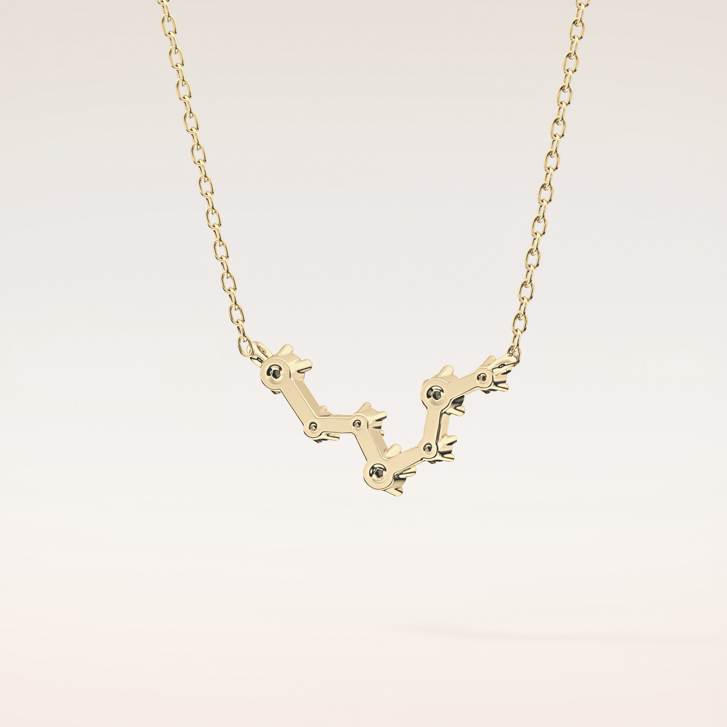 0.103 TCW Round Cut Moissanite Pisces Zodiac Constellation Necklace