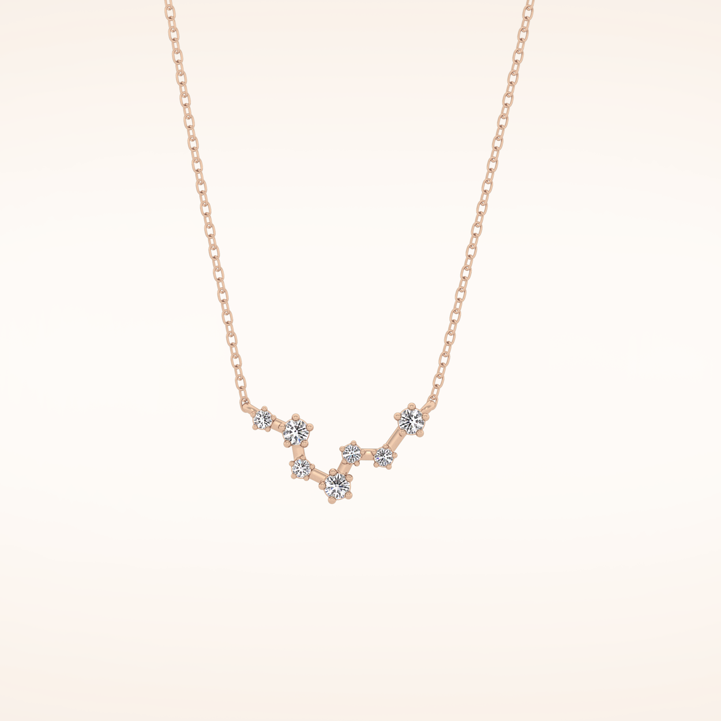 0.103 TCW Round Cut Moissanite Pisces Zodiac Constellation Necklace