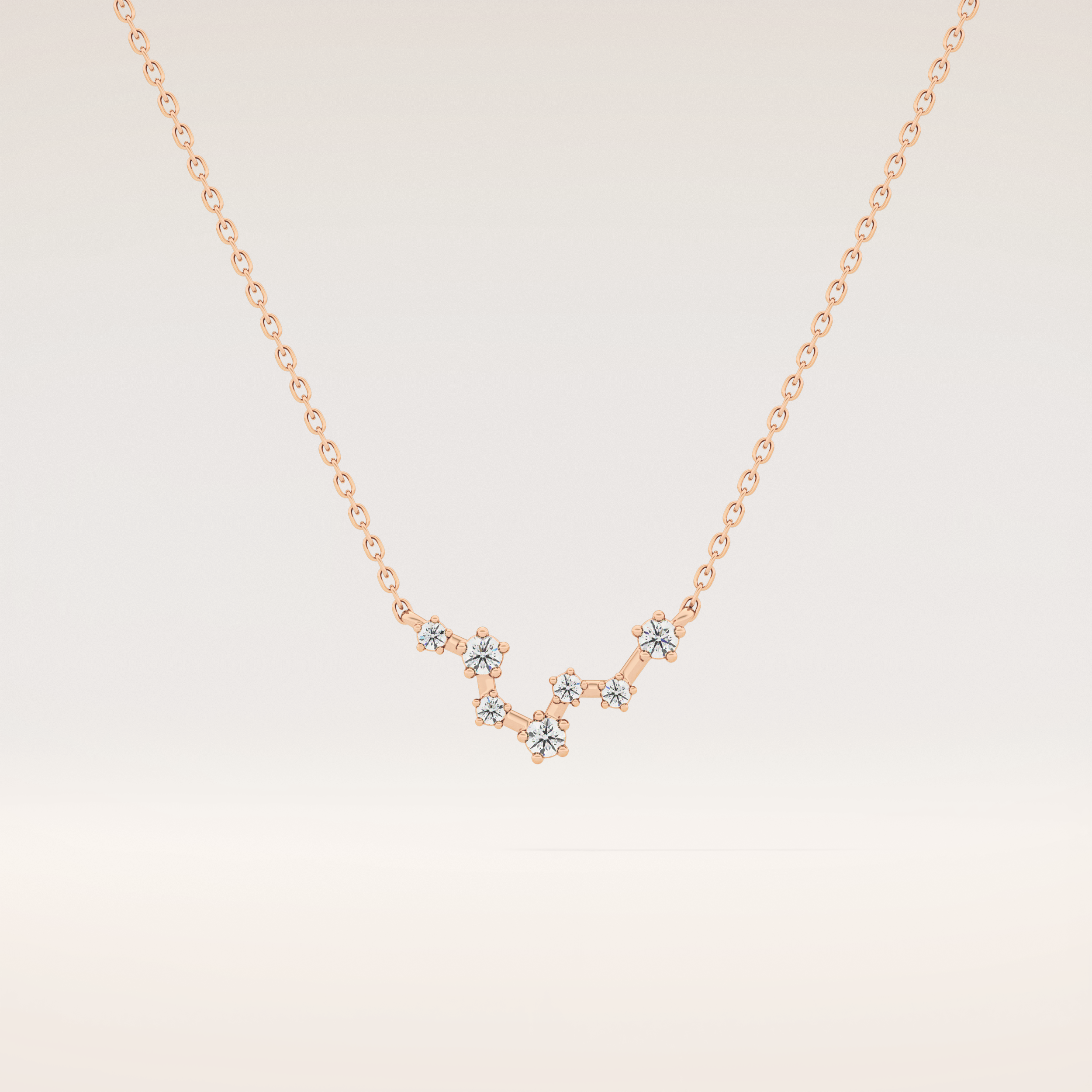 0.103 TCW Round Cut Moissanite Pisces Zodiac Constellation Necklace